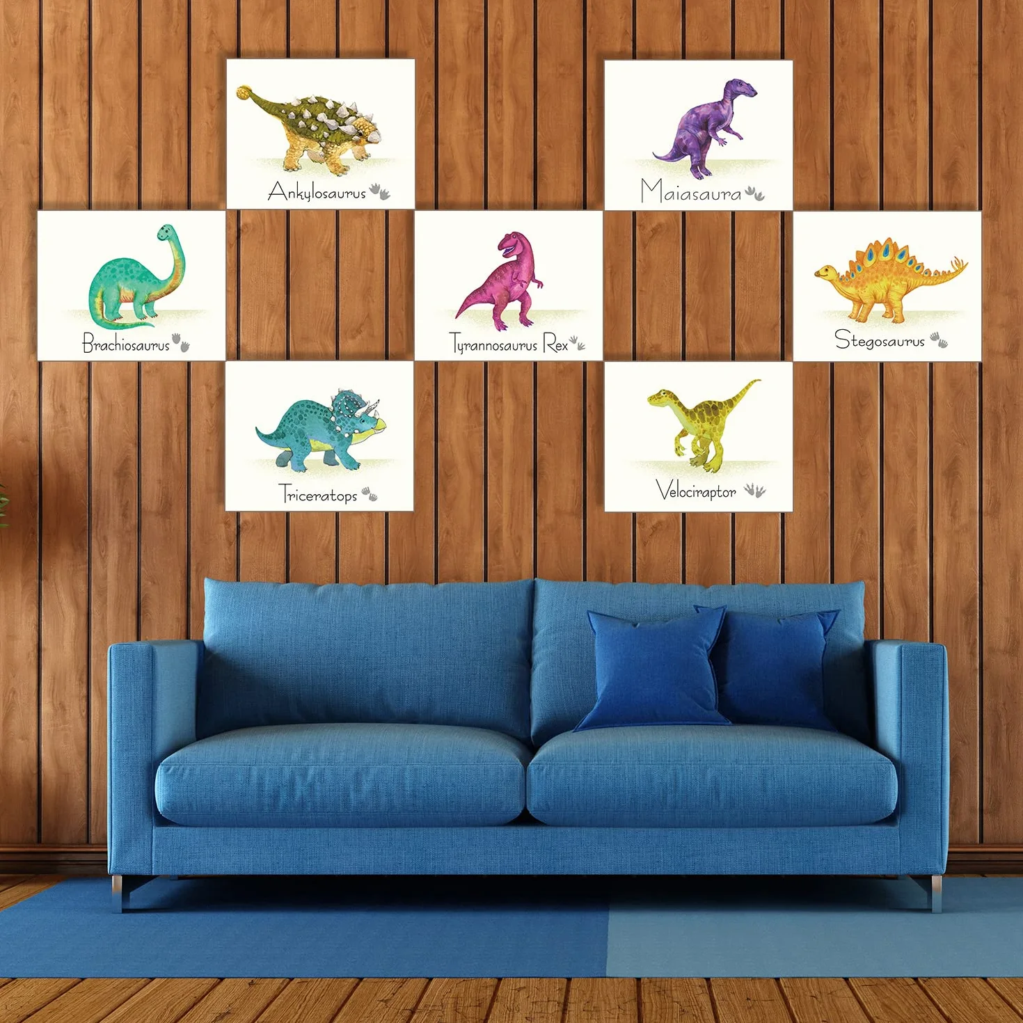 Outus 9 Pezzi Poster del Dinosauro Stampe d'Arte della Parete con Regalo di Compleanno del Dinosauro delle Foto Senza Cornice per La Scuola Materna e Le Decorazioni della Camera dei Bambini