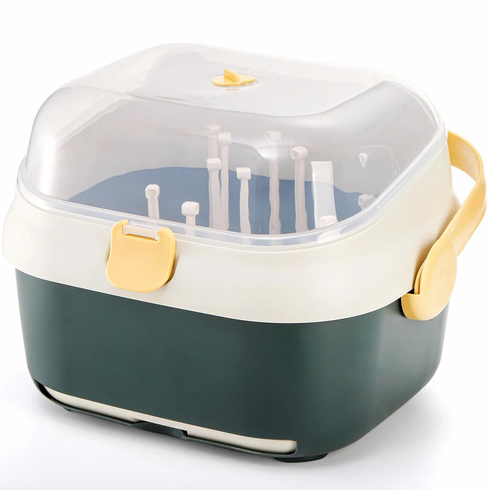 Kingrol Scolapiatti per biberon con coperchio per casa, cucina, viaggi, grande capacità, organizer per biberon con fori di drenaggio per bottiglie, tettarelle, tazze, pompa parti e accessori