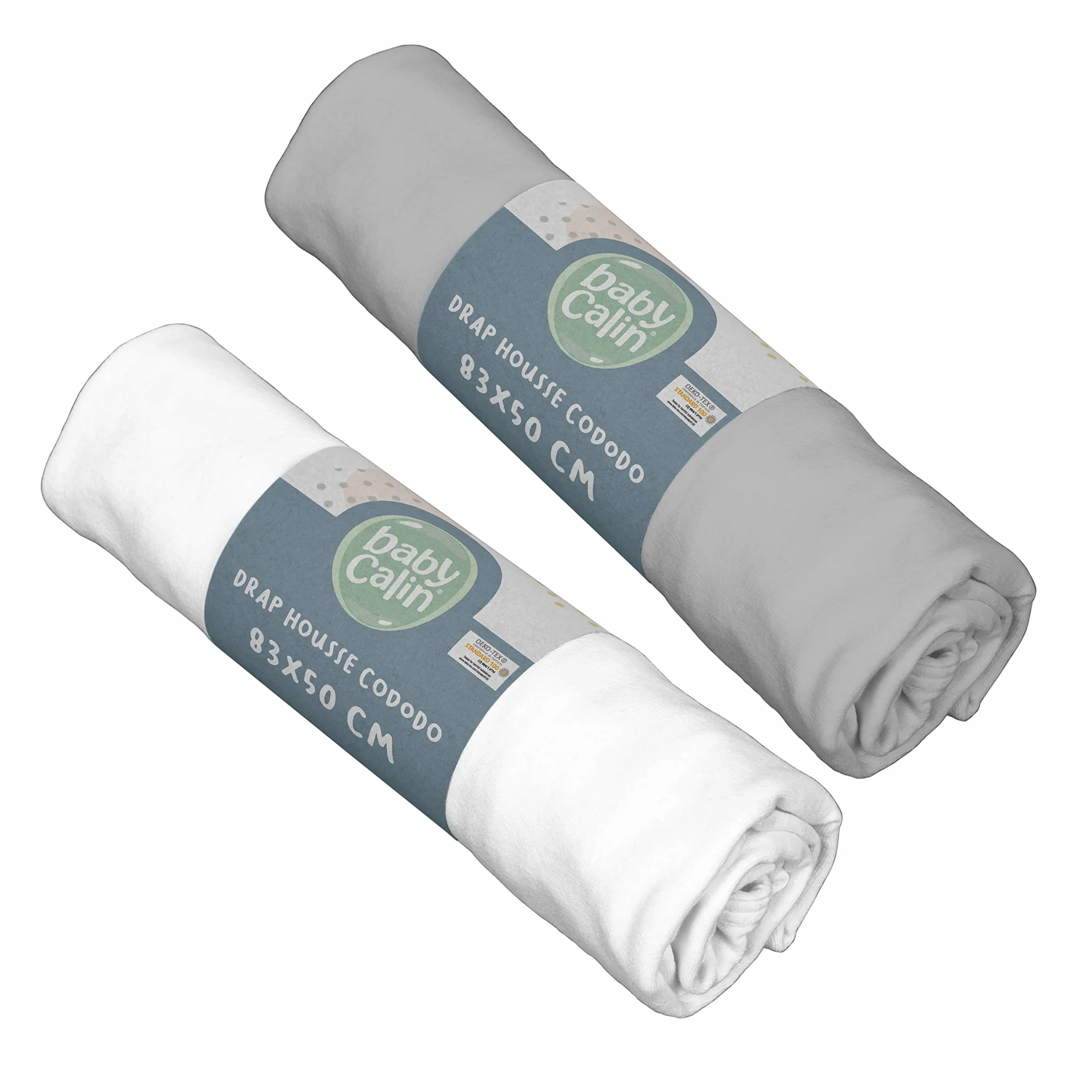 babyCalin Bio - Set di 2 lenzuola con angoli per lettino biologico 83x50 cm