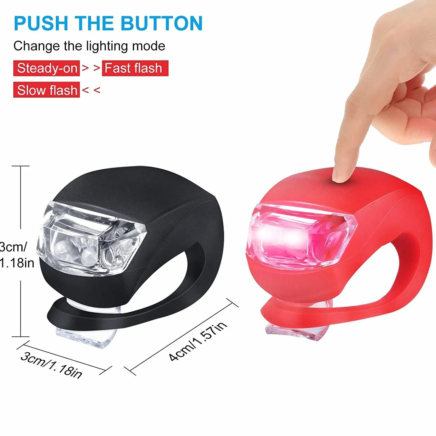 4 luci per carrozzina in silicone: luci LED impermeabili in silicone, luce per carrozzina con LED luminoso e 3 funzioni luminose, luce a LED per passeggino, attività all'aperto, corridore