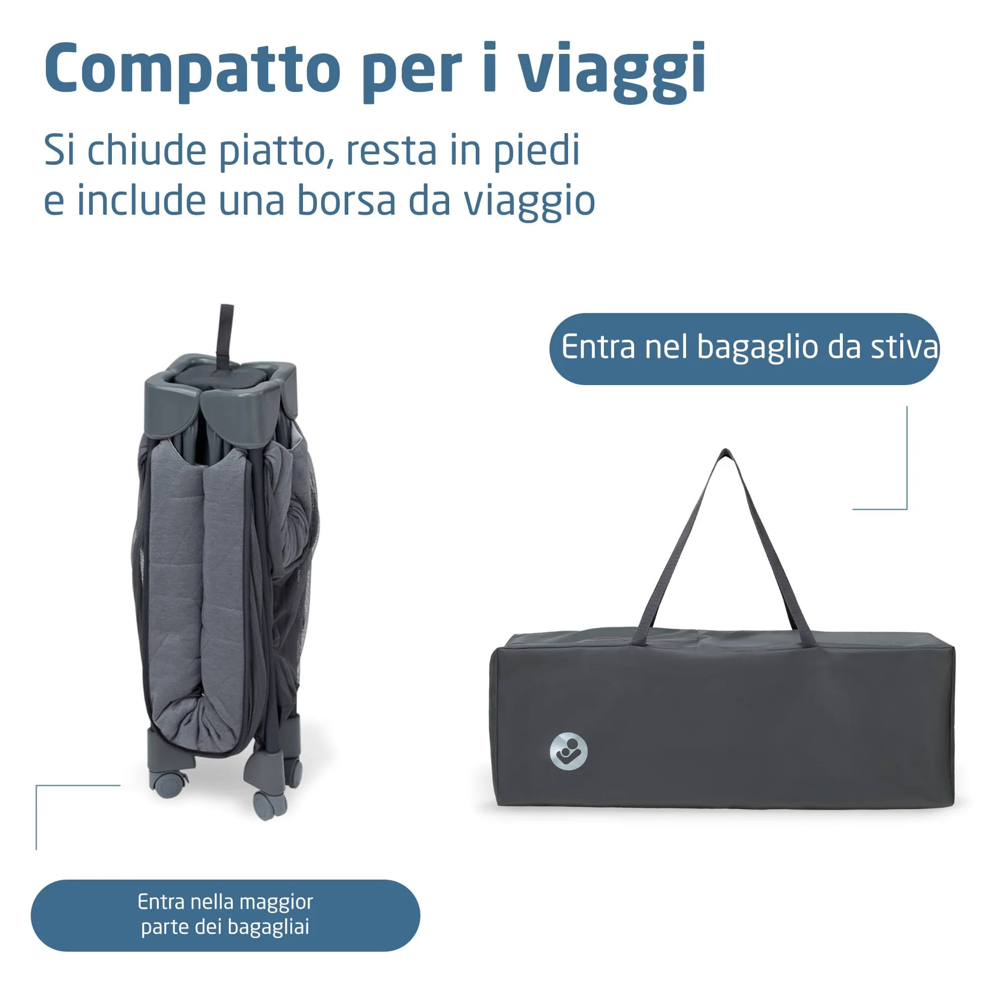 Maxi-Cosi Merlin, 2 in 1 Culla da Campeggio Neonato & Area Giochi, 0-4 Anni, 0-18 kg, Lettino da Viaggio Bambini, Chiusura in 1 Secondo, Materasso 120x60 cm, Finestra Laterale, Elegance Graphite