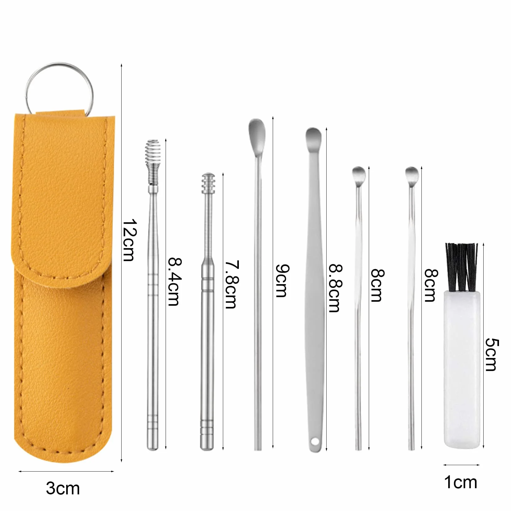 Pulisci Orecchie, [7 Pezzi] Kit di Rimozione del Cerume, Strumenti per Pulizia dell’Orecchio in Acciaio Inox, con Custodia Portatile in PU, per Adulti e Bambini Pulizia Dellorecchio