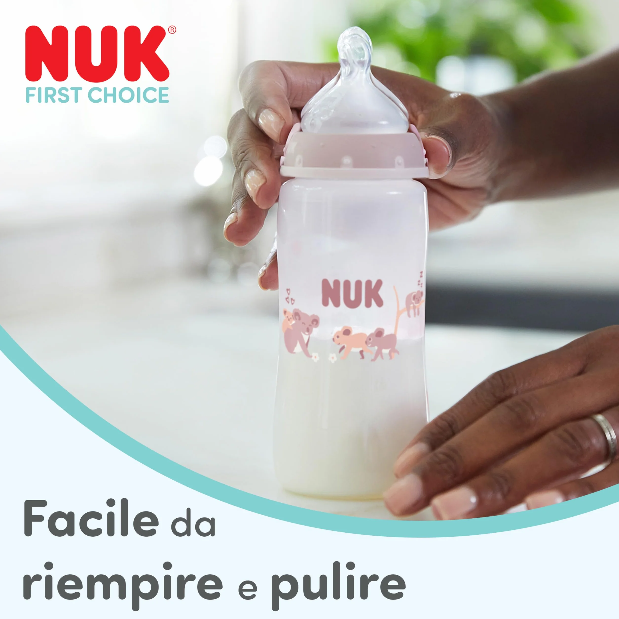 NUK First Choice Biberon | 3+ mesi | 240 ml | Biberon anti-colica | Vetro | Indicatore di controllo della temperatura | Cavalluccio marino | Confezione da 1