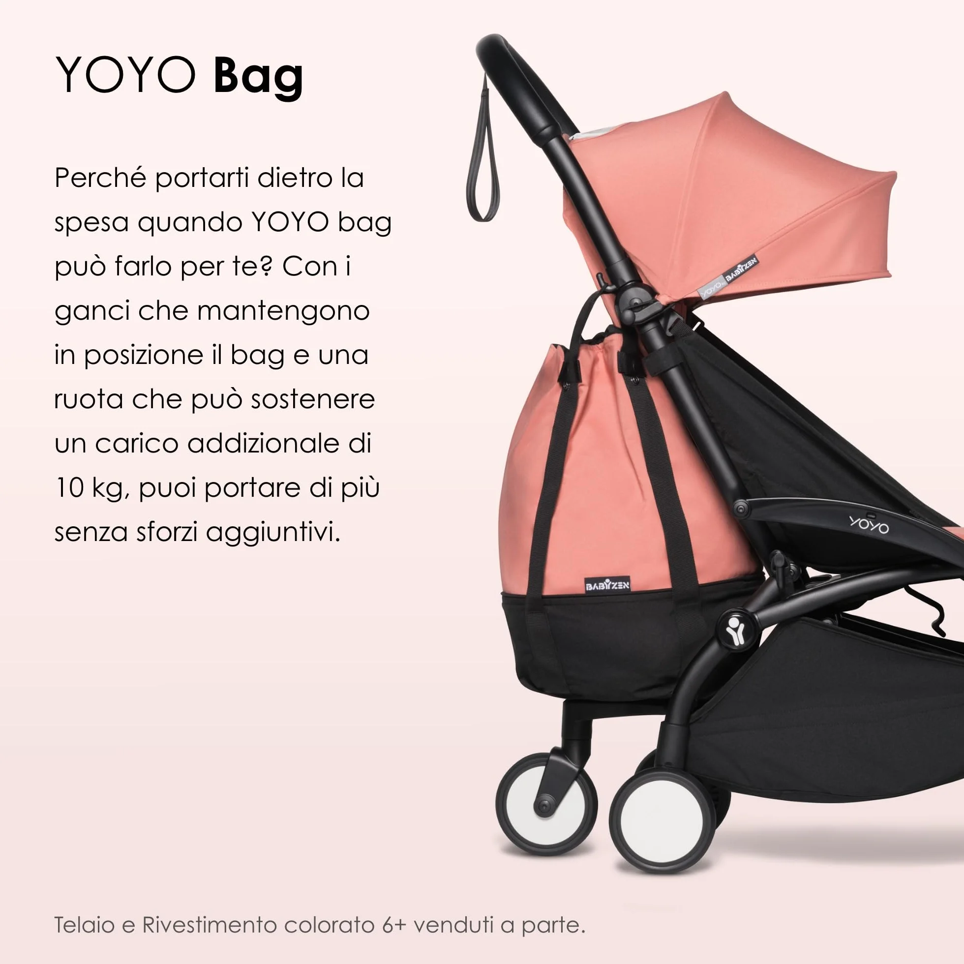 Babyzen Borsa YOYO, Ginger - Per uno spazio addizionale sul passeggino YOYO2 - Include una base robusta, ruote e ganci