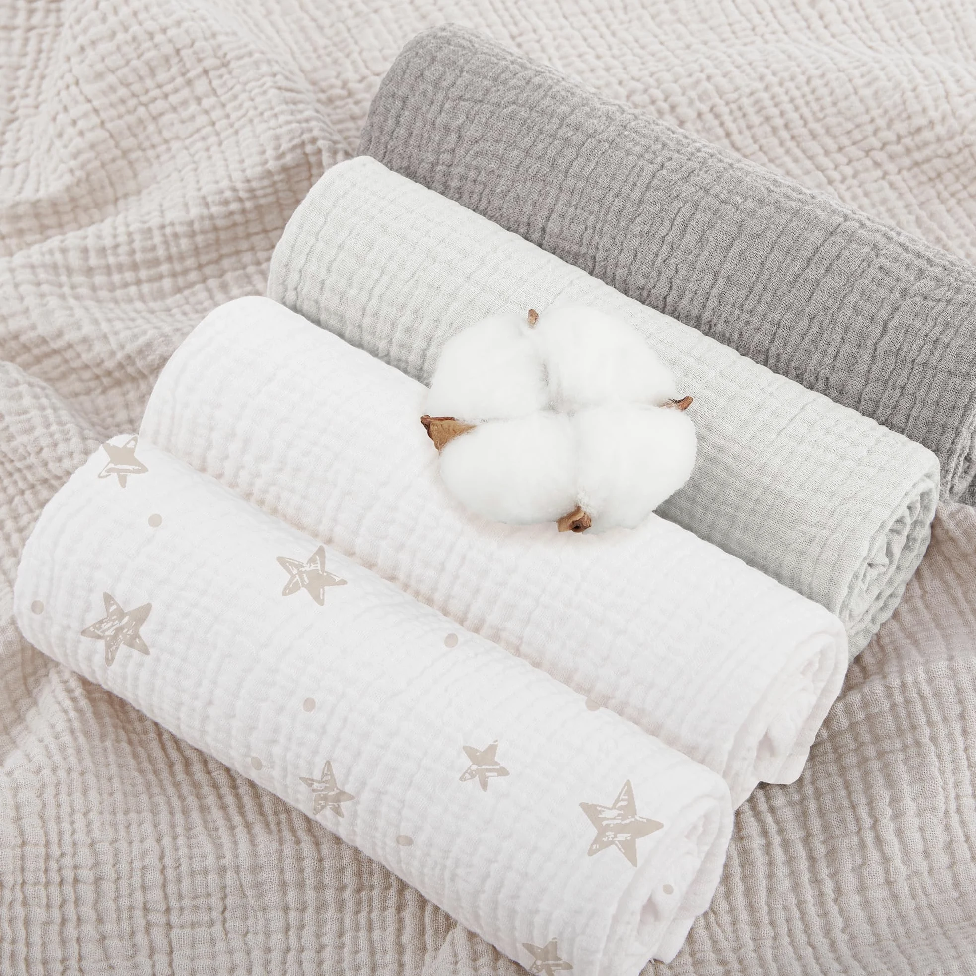 Susurration Salviette in Garza per Bambini Super Morbido Assorbente in Mussola a Grana Per Neonati, Unisex, per Bambine E Ragazzi 8 Pezzi, Set 60x60CM (Rosa-marrone)