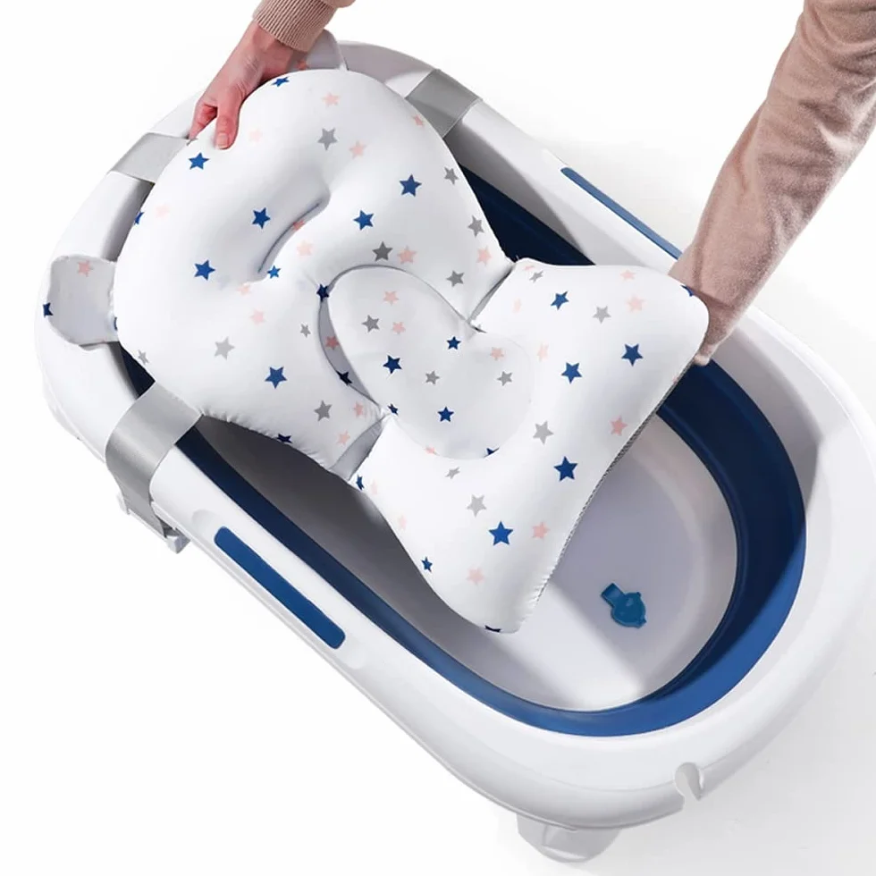 Cuscino Bagnetto Neonato + Tazza da Bagno, Riduttore Vasca da Bagno Neonato, Supporto vaschetta Universale, Materassino Bagnetto Antiscivolo, Confortevole e Morbido