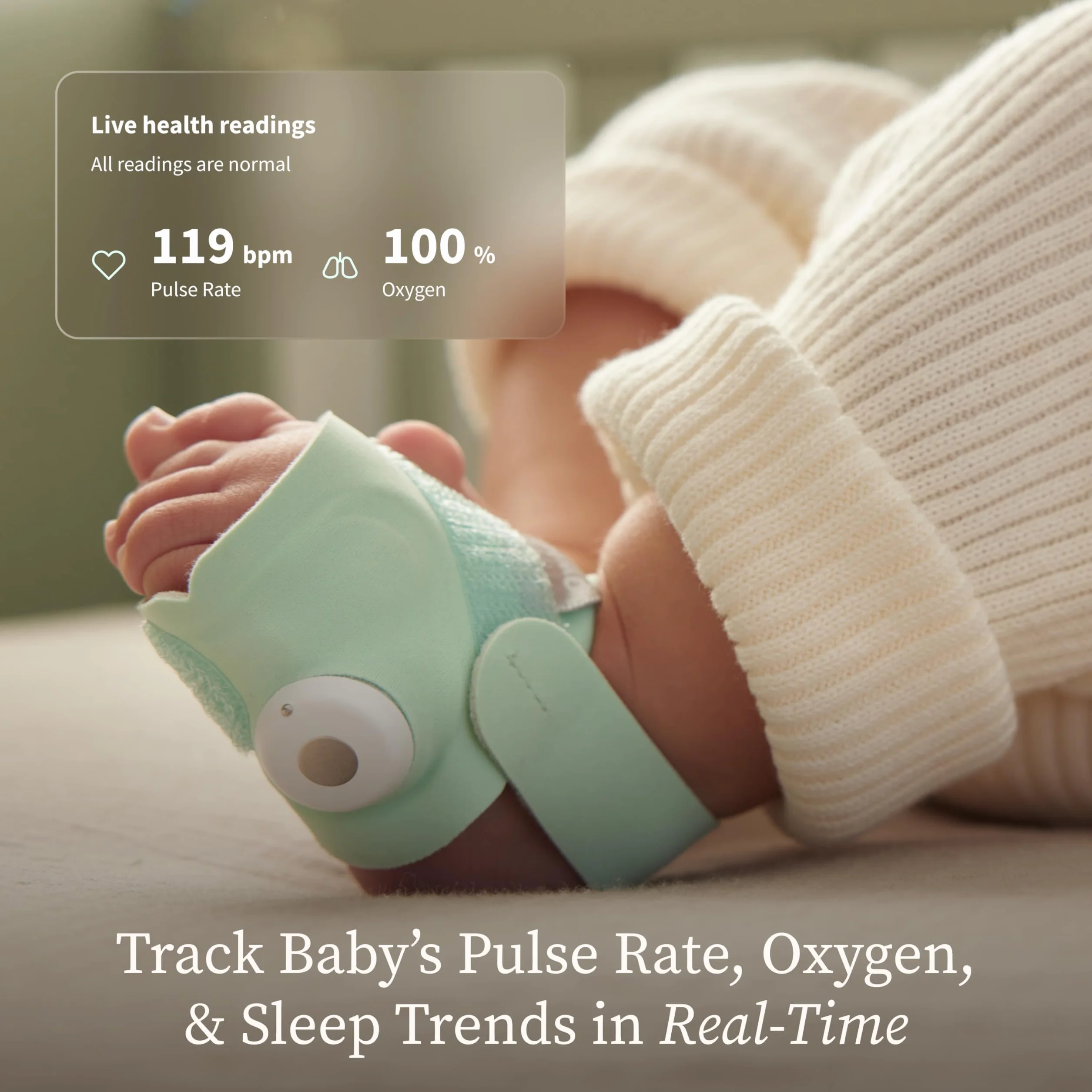 Owlet Dream Duo™ 3 - Dream Sock Mint + Dream Sight - Sistema di monitoraggio intelligente per la salute dei bebè