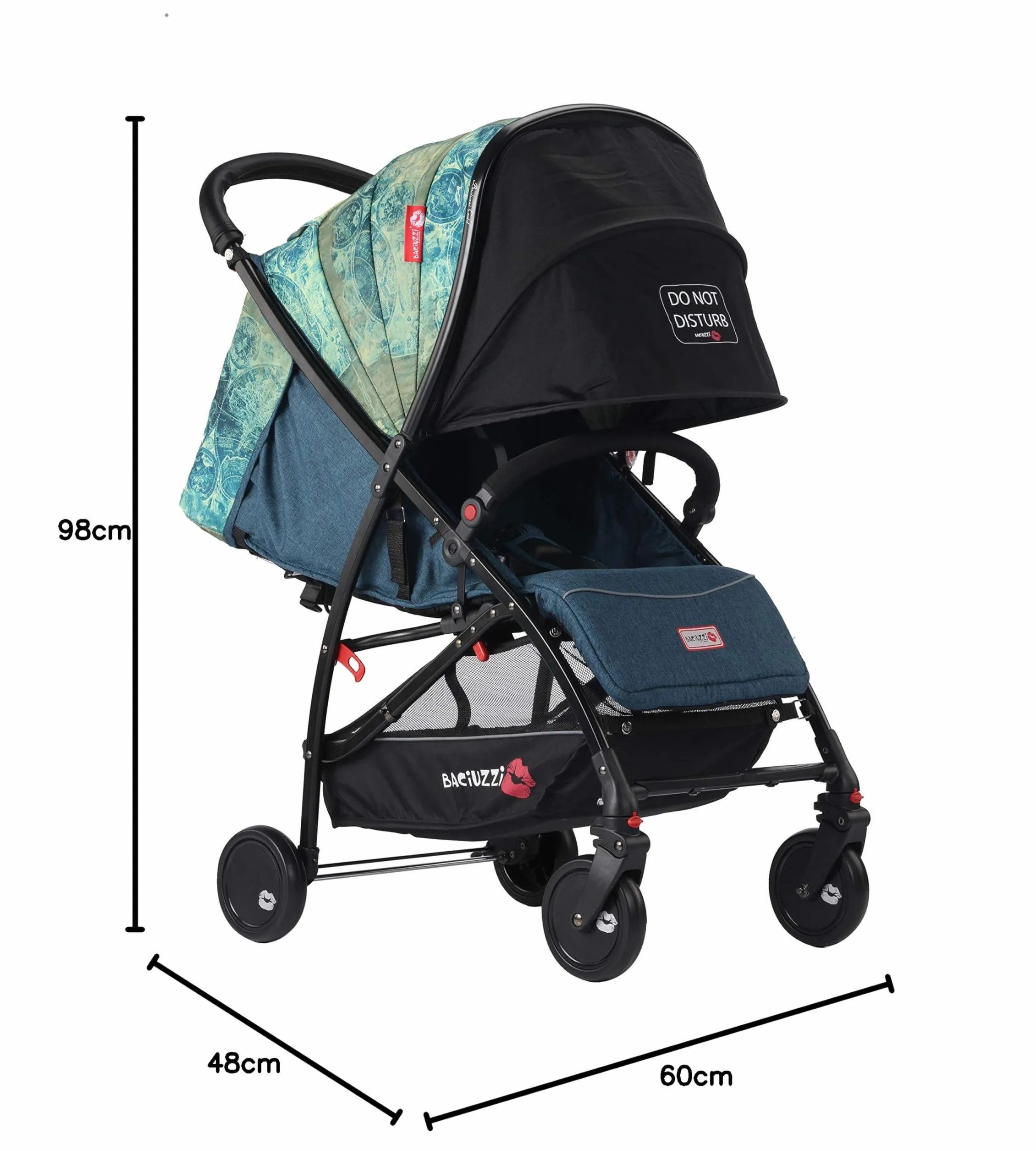 Baciuzzi, passeggino leggero, pieghevole, compatto con chiusura lampo semplice e pratica ad una mano, passeggino accessoriato, traspirante, BX Voiage Riva