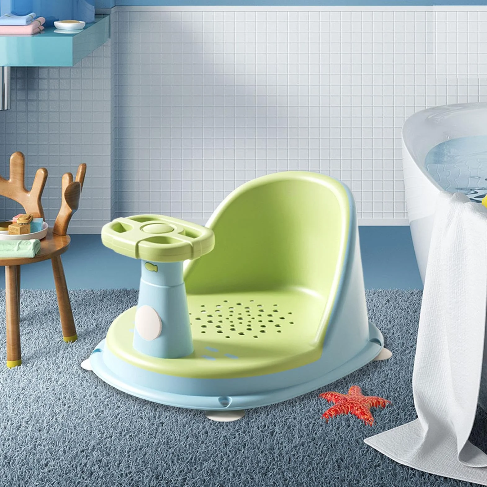 Stabile seggiolino da per bambini, comodo supporto per vasca, dispositivo per lavare i bambini da 10 pollici con struttura robusta, seggiolino da compatto con design portatile, vestibilità