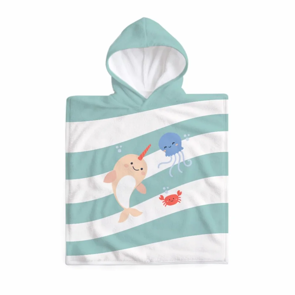 Miniland - Poncho Asciugamano in Cotone con Cappuccio per Bambini, Morbido, Assorbente e Traspirante