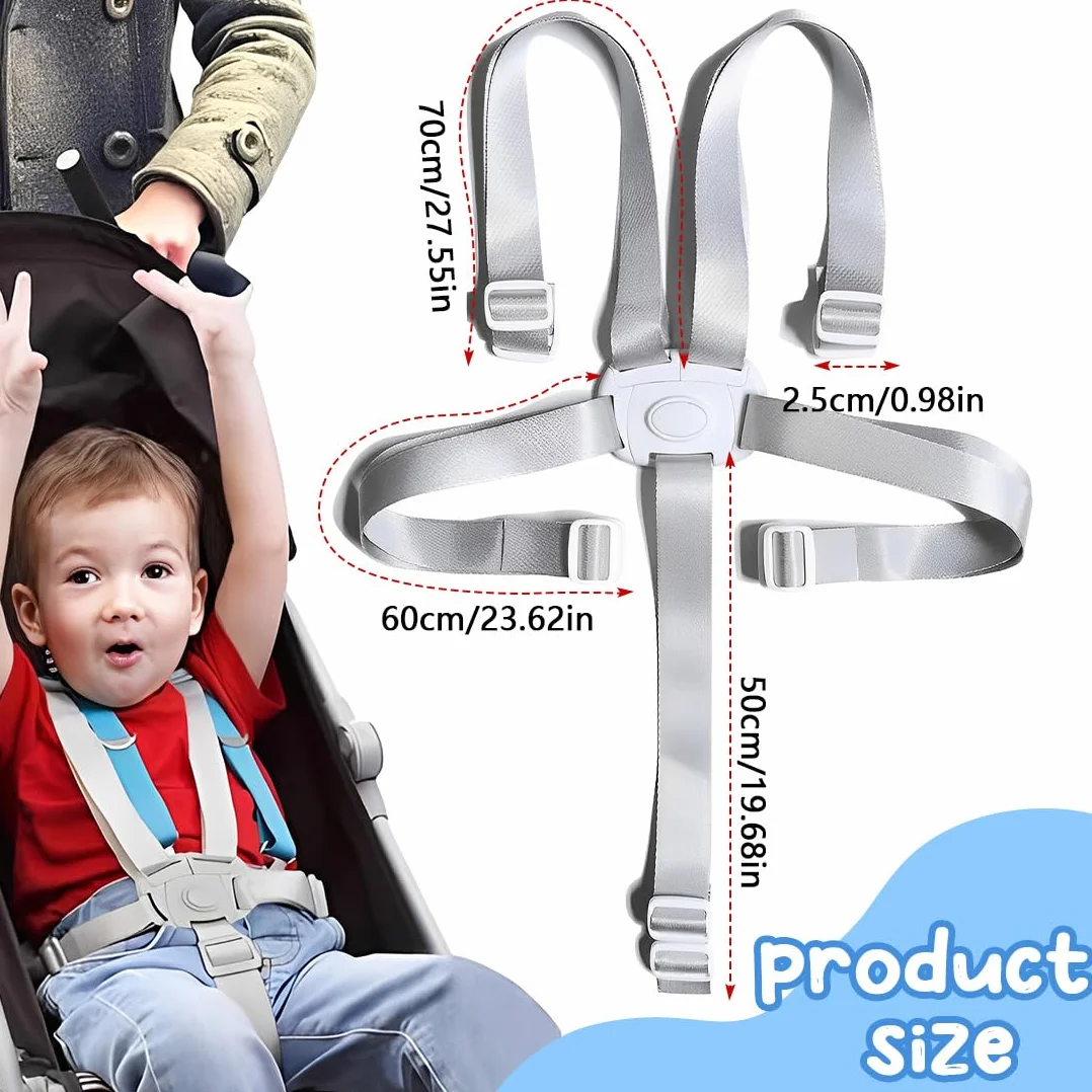 Cinture Universali per Seggiolone Cinghie per Seggiolone a 5 Punti, Cinture Seggiolone Pappa Universale, Regolabile Cintura di Sicurezza per Bambini, Adatta per Seggioloni Auto Carrozzine