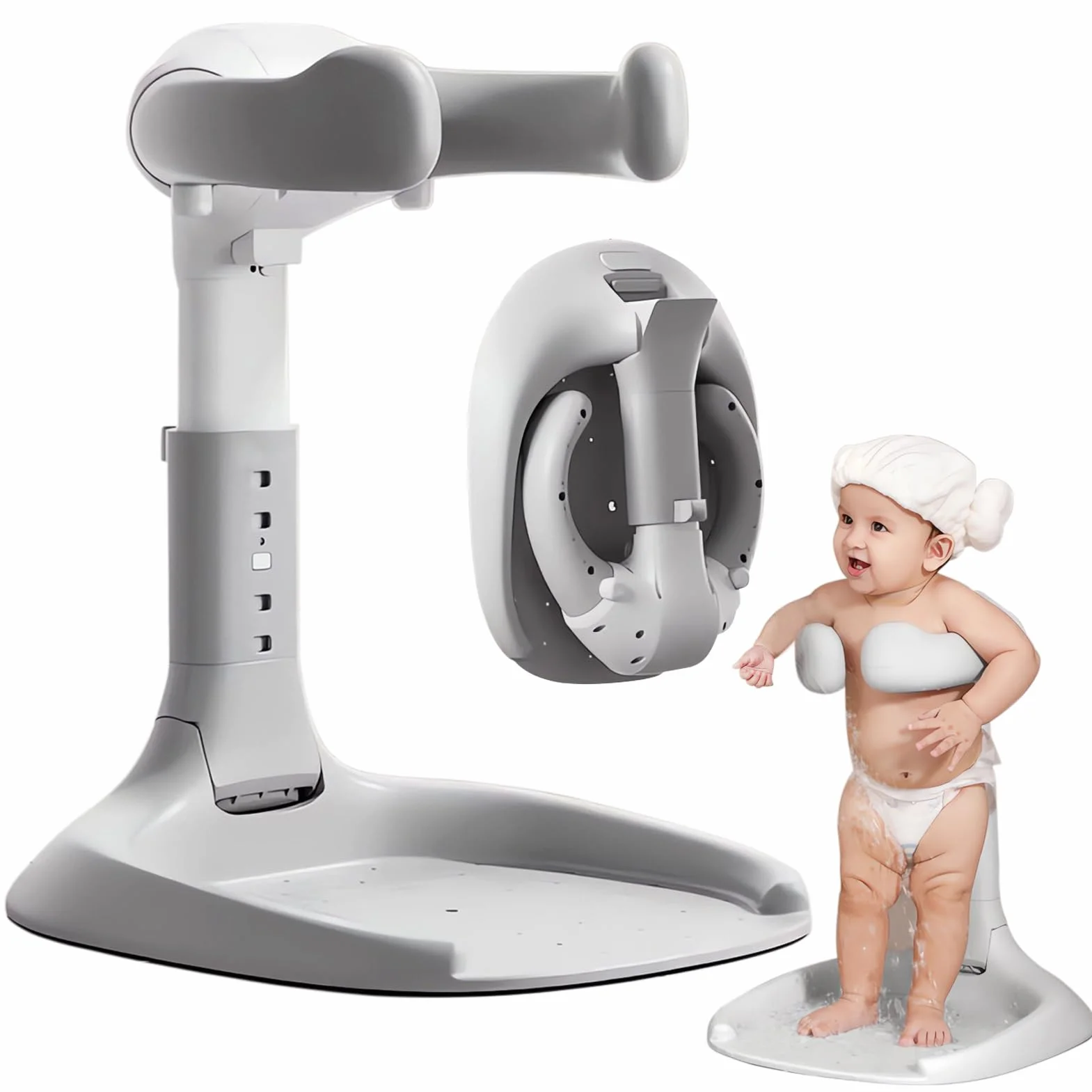 Pieghevole Supporto Doccia Bambini in Piedi - Supporto Doccia Bambini in Piedi, Nessuna Installazione Necessaria Regolabile Neonato con Base Antiscivolo per 6-36 mesi Neonato