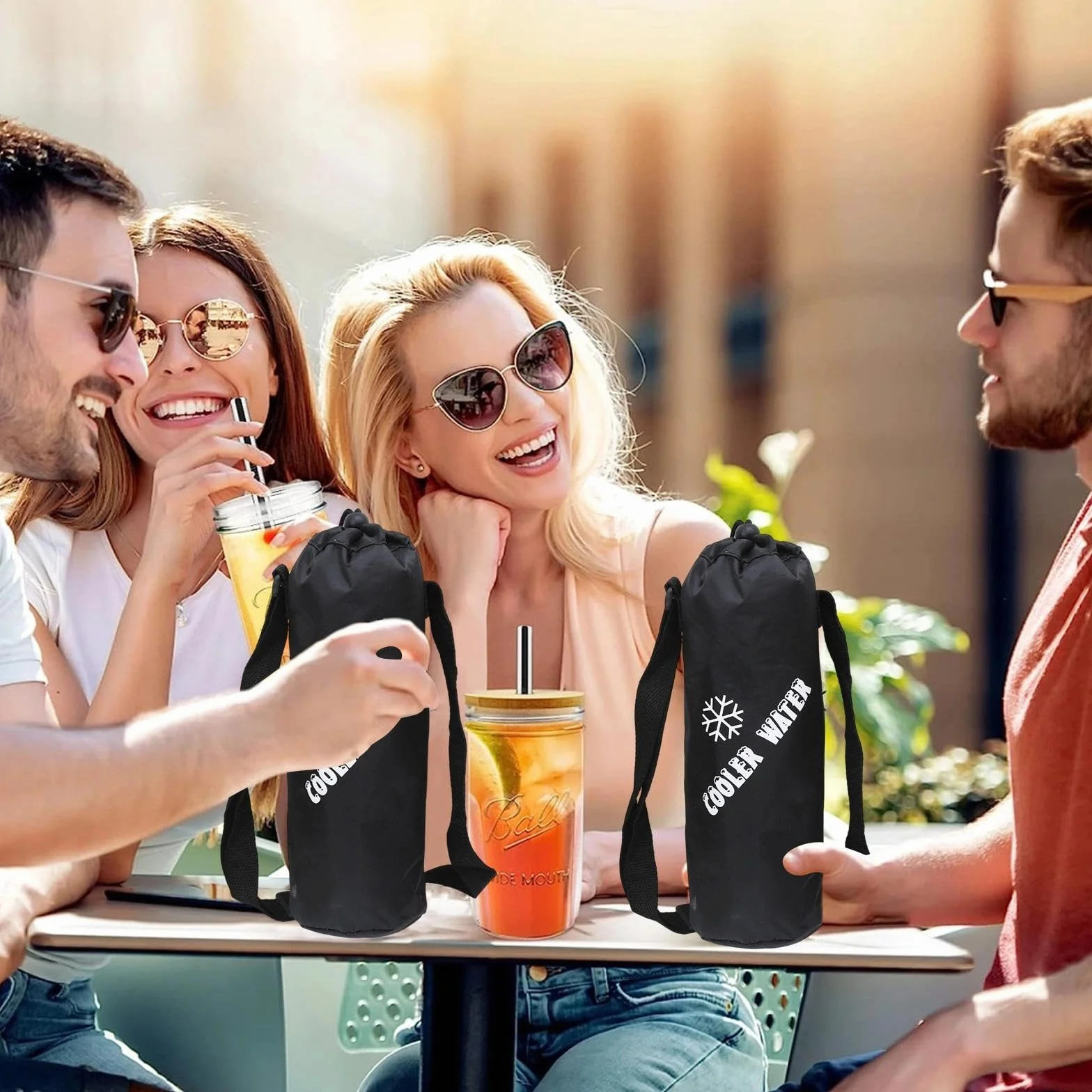 2PCS Borsa per Bottiglia Termica, Borsa Termica per Bevande con Tracolla Regolabile, Borsa Portatile per Bottiglia D'acqua Piccola, per Esterni, ViaggiS