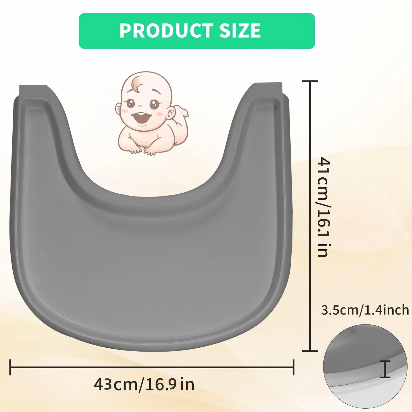 Vassoio compatibile con sedia Stokke Tripp Trapp,vassoio per seggiolone, accessori per seggiolone per bambini 6-36 mesi, fissaggio a clic rapido al seggiolone, antiscivolo, lavabile (Grigio)