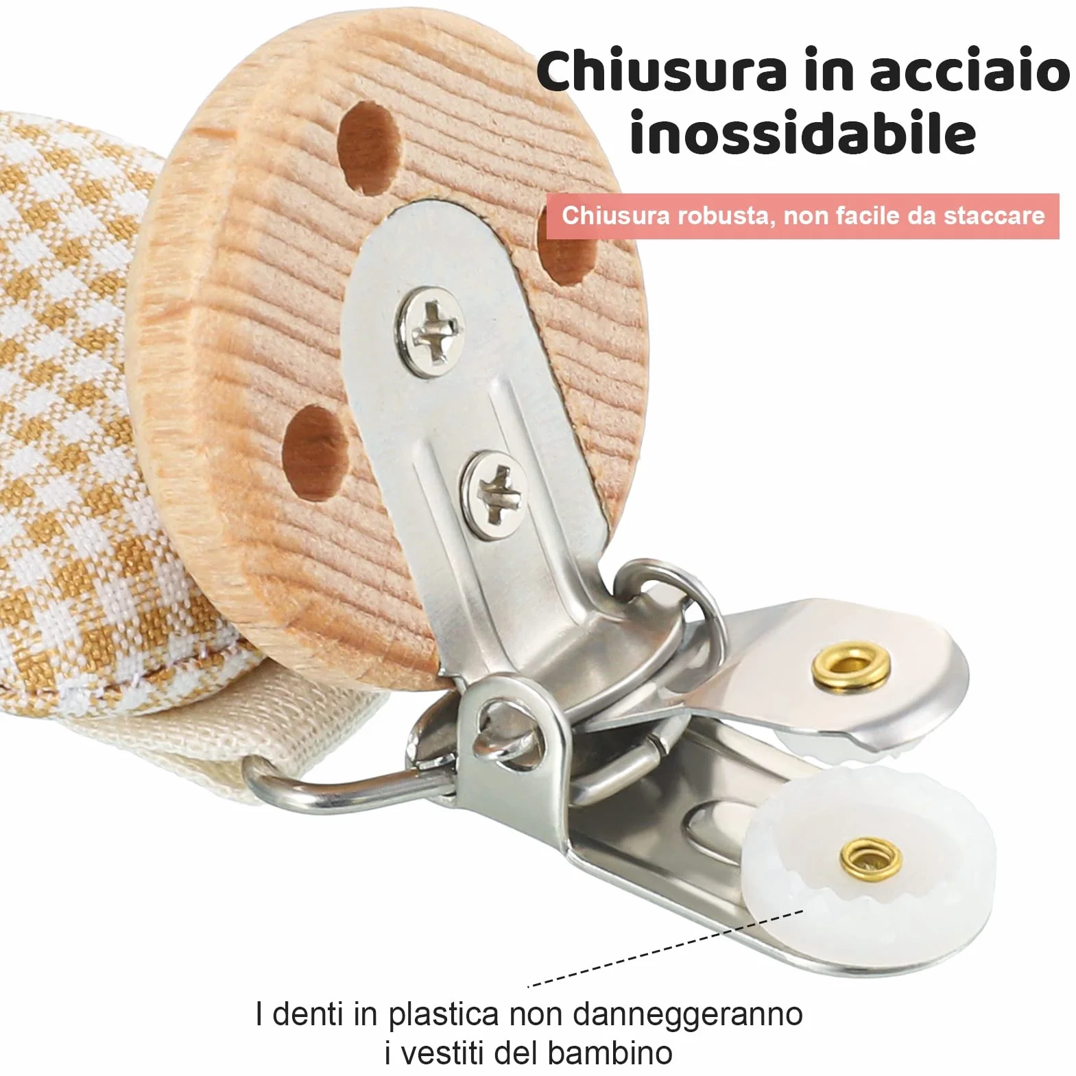 Bohoman Catenella Portaciuccio, 2 PCS Clip per Ciuccio Neonato Catena per ciuccio Bambino Clip Ciuccio Corda per Ciuccio con Clip per Ragazzi e Ragazze Lavabile Adatto a Tutti i Ciucci