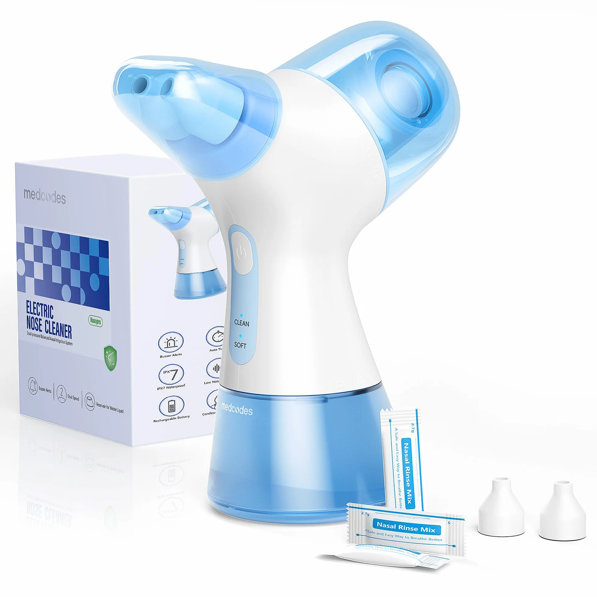 Sistema di Lavaggio Nasale Elettrico Aggiornato, Macchina per Risciacquo Sinusale con 30 Buste di Sale, Aspiratore Nasale Autopulente con Raccolta Automatica Rifiuti per Rapido Sollievo