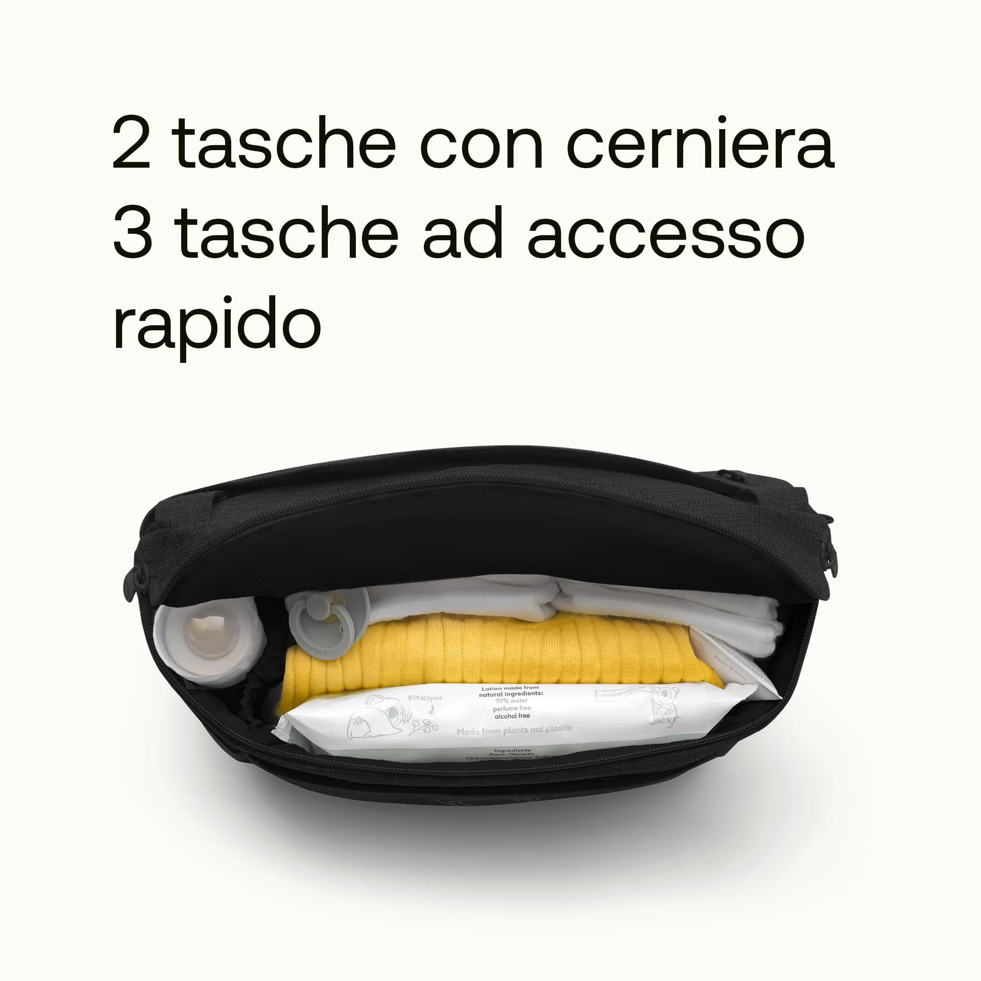 Bugaboo Organizer Multitasche Passeggino, Compatto e con Tasche Facili da Raggiungere, Accessorio Indispensabile per gli Oggetti Essenziali del Tuo Bambino, in Midnight Black