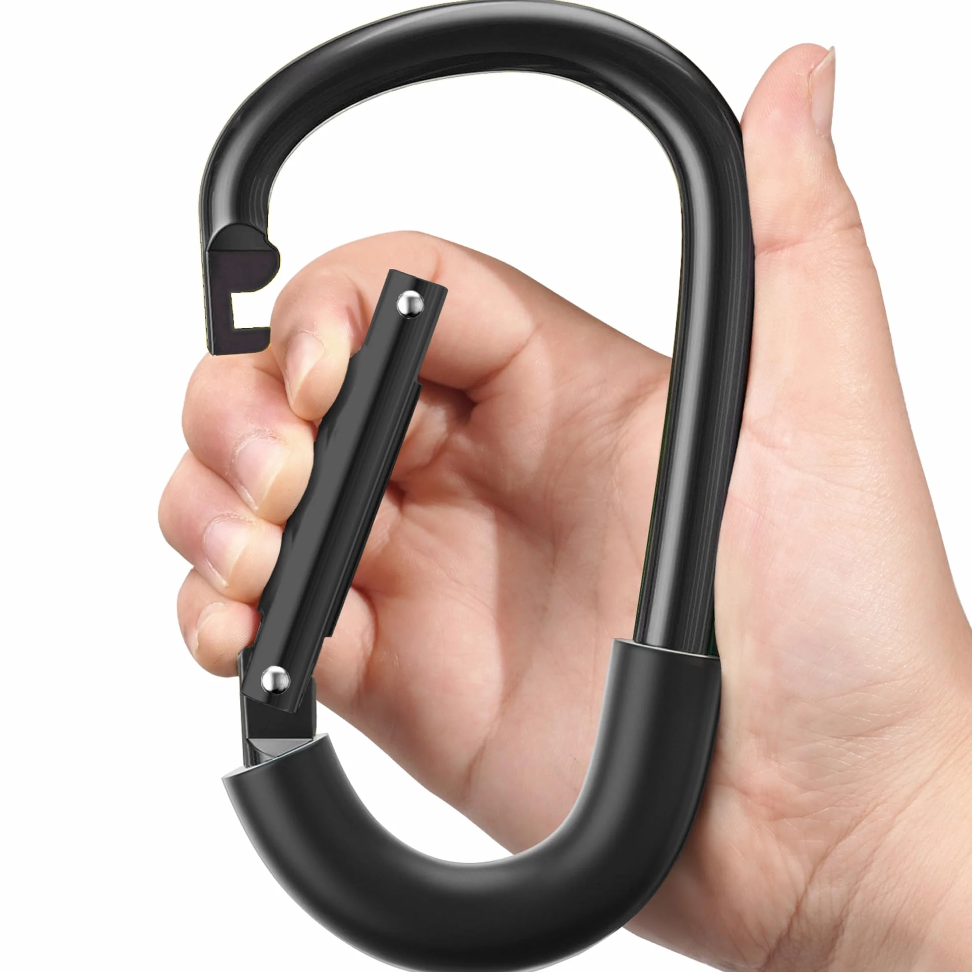 SURDOCA Ganci per passeggino, grandi ganci per passeggino per borse, clip e ganci universali per passeggino, gancio mamma per passeggino resistente, accessori per passeggino per mamma tutto nero 1
