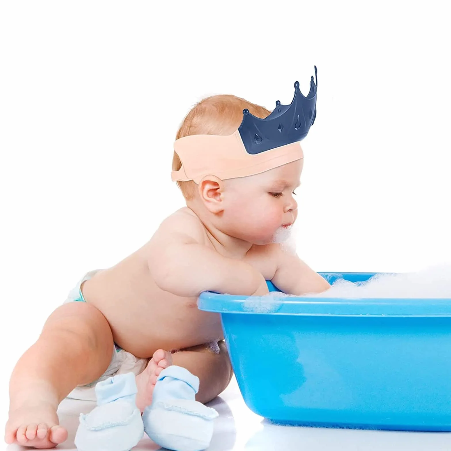 2 Pezzi Corona Cuffia Doccia per Bambini Cappello Bagnetto Bambini Cuffia Shampoo per Bambini Visiera Doccia Bambini Regolabile Protegge Gli Occhi dall'Acqua e Shampoo per La Cura del Bambino