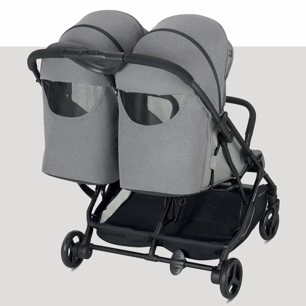 Inglesina Twin Sketch Passeggino Gemellare, Grigio, Ultraleggero, Compatto, per Gemelli o Fratelli e Sorelle, Adatto fino a 15 kg per bambino