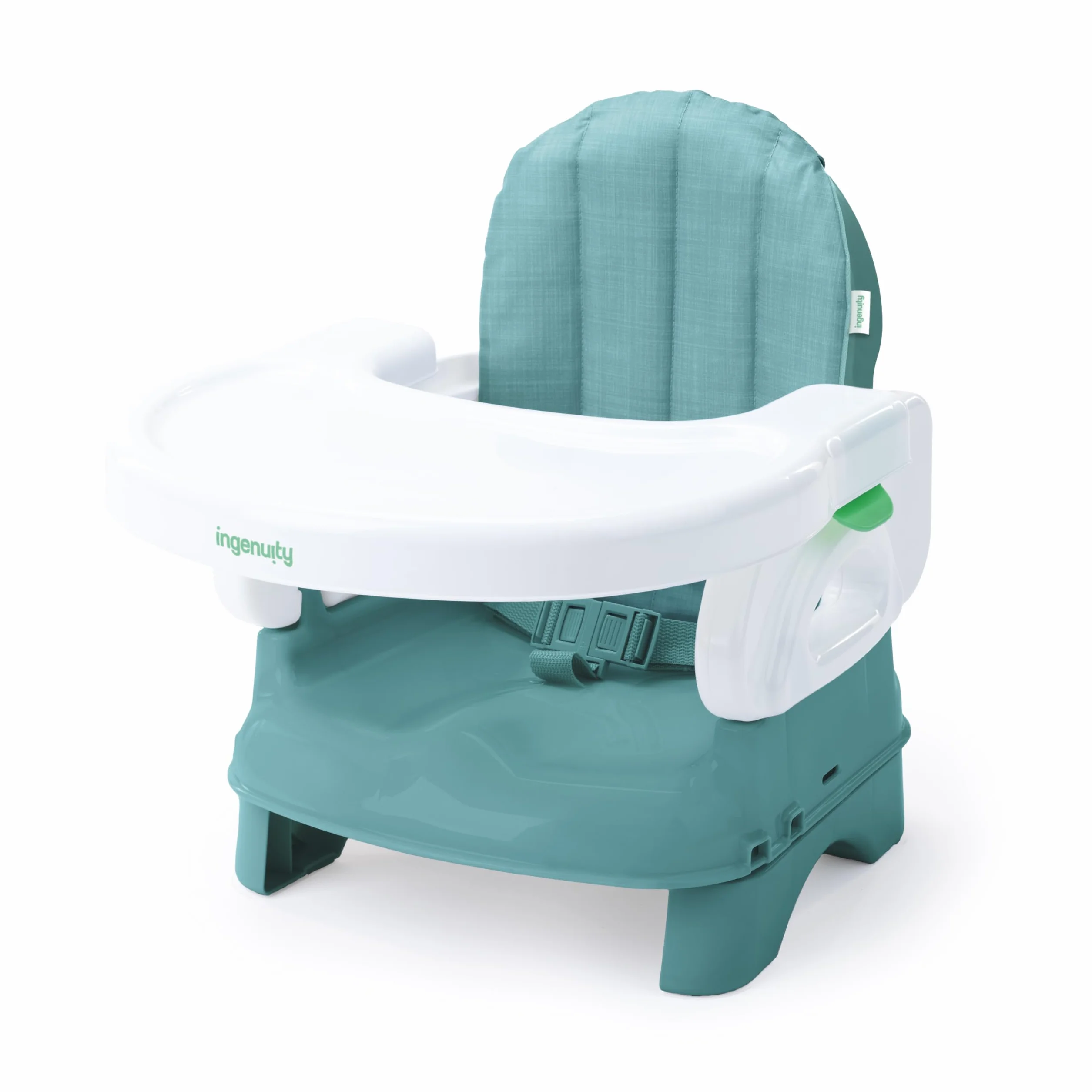 Ingenuity, Deluxe Comfort Seggiolino da Tavolo per Bambini Pieghevole, Altezza Regolabile, Imbottito, Leggero, Teal, 6M-3Y