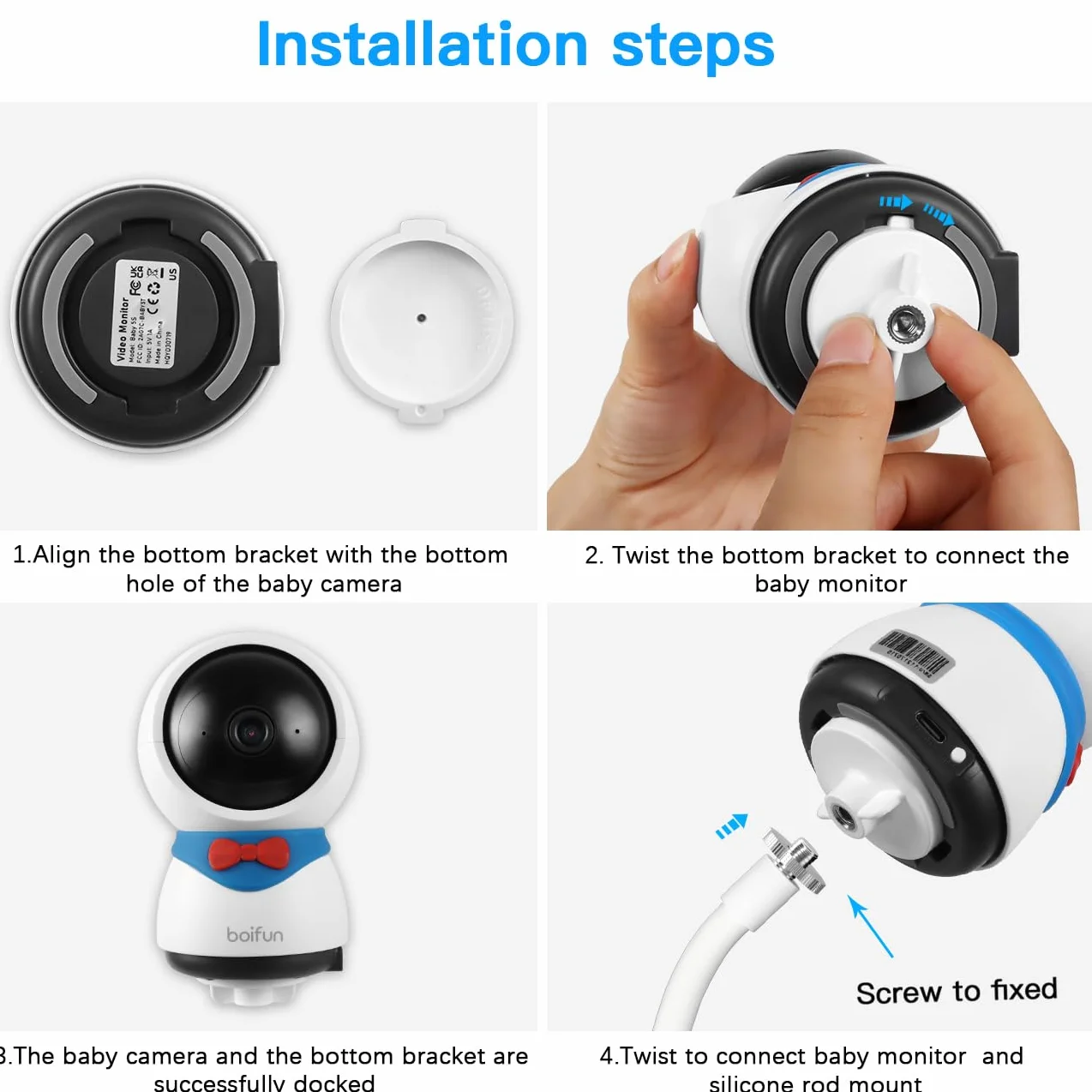 Supporto per baby monitor per baby monitor BOIFUN‎ Baby 2S / Baby 5S / Baby 6T Babyfone Monitor per ieGeek ‎Baby 1T/DEATTI BM101-M, accessorio per monitor video ieGeek