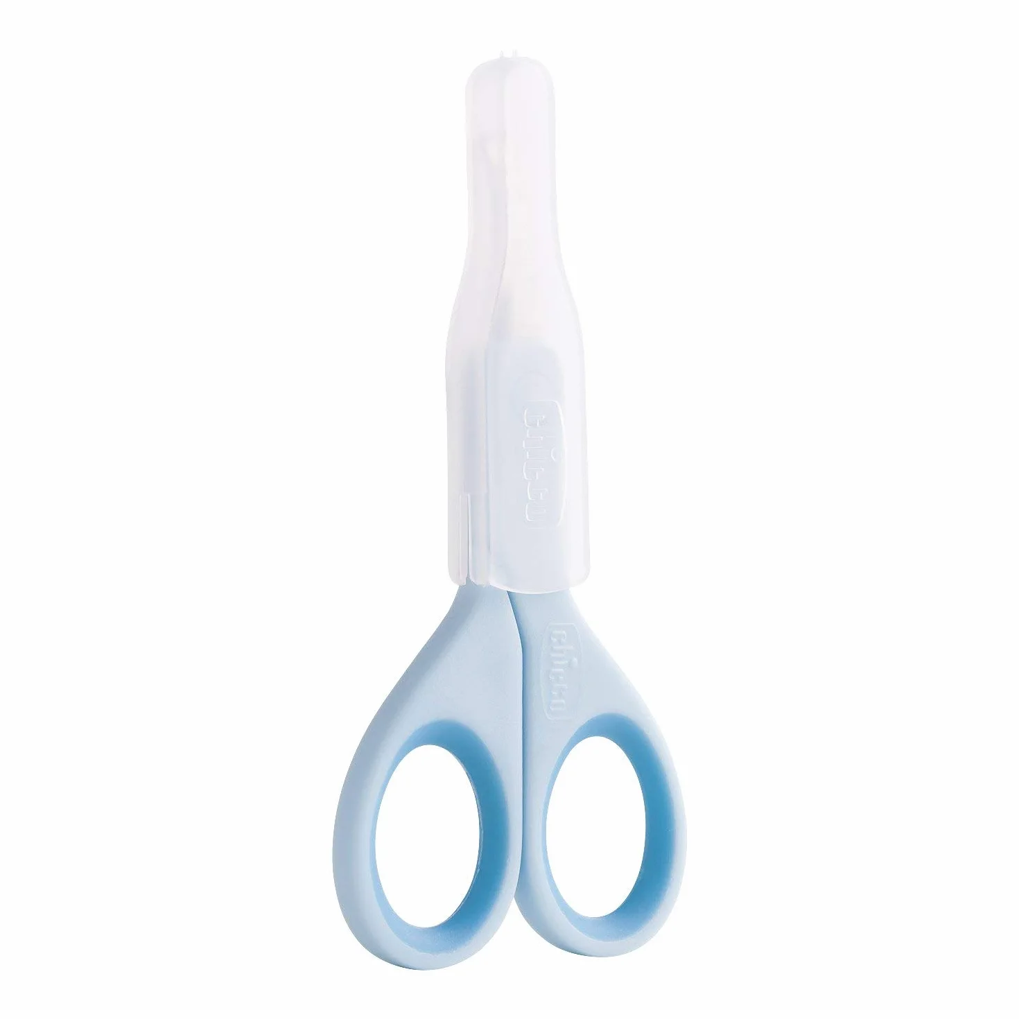 Chicco Forbicine Unghie per Neonati e Bambini, Forbicine in Acciaio Inox con Lame Ricurve e Punte Arrotondate, Cappuccio Protettivo, Impugnatura in Gomma Antiscivolo - Neonato 0+ Mesi, Azzurro