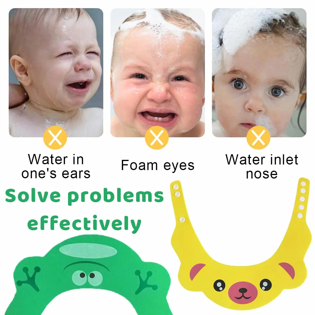 NJCXOLA Cuffie da Doccia per Bambini,2 PCS Doccia Cap per Bambino Sicurezza Regolabile Cappello Cuffia In Morbido Silicone Visiera Bimbi per Evitare che l'Acqua Scorra Agli Occhi e al Viso