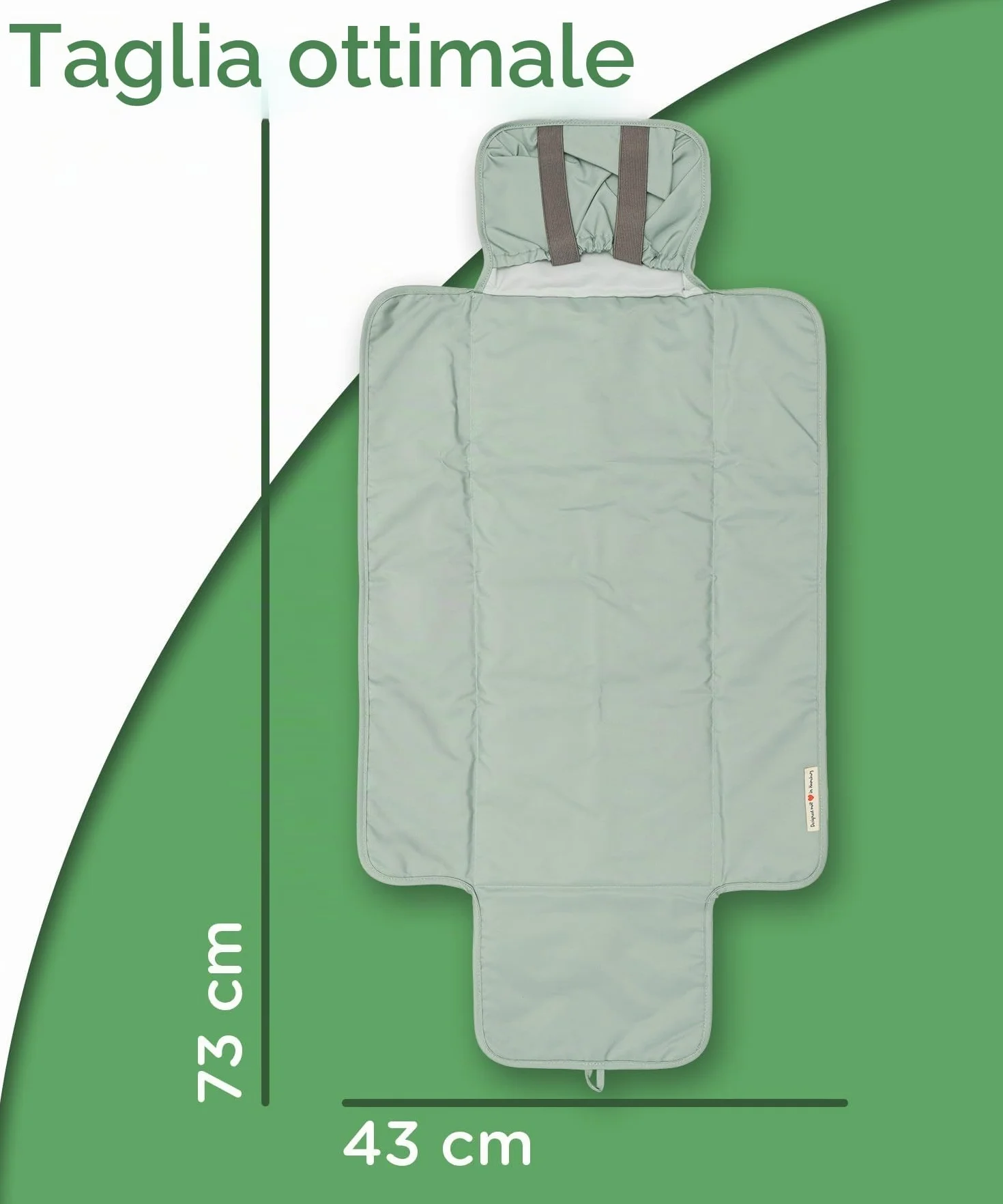 Jubi® Fasciatoio Portatile Mint – Materassino Cambio Pannolino in Cotone Biologico & Poliestere Öko-Tex – compatto e lavabile