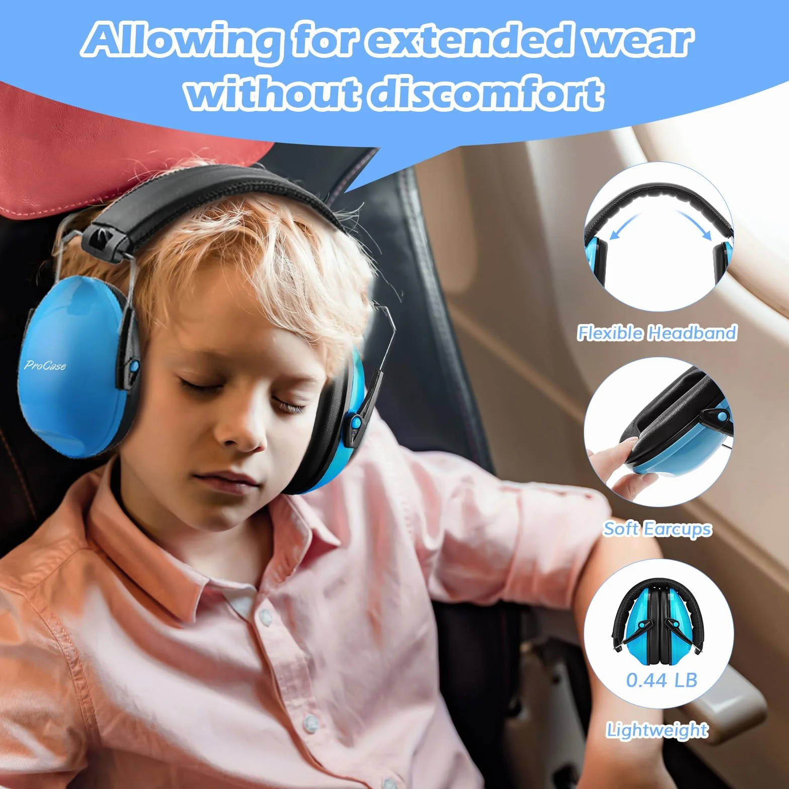 ProCase Cuffie Antirumore Bambini, NRR 21 dB Cuffie Comode Pieghevoli Regolabili per Proteggi I Tuoi Bambini dai Rumori Forti Fuoco D'artificio Concerto Aereo Dormire Studiare Teatro Studio