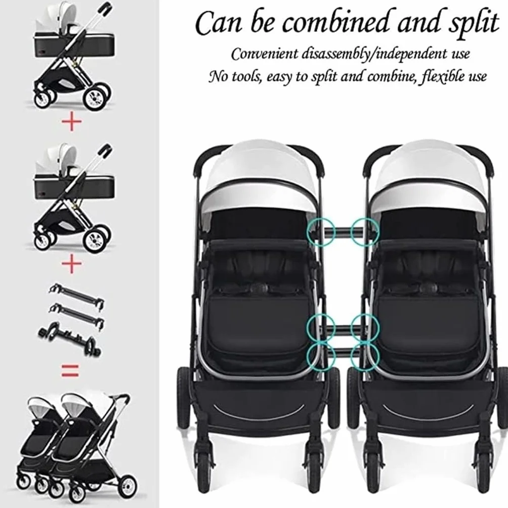 Rieort Passeggino Doppio Leggero Carrozzina in Alluminio Passeggino con tettuccio Regolabile Passeggino gemellare Pieghevole per paesaggi Alti