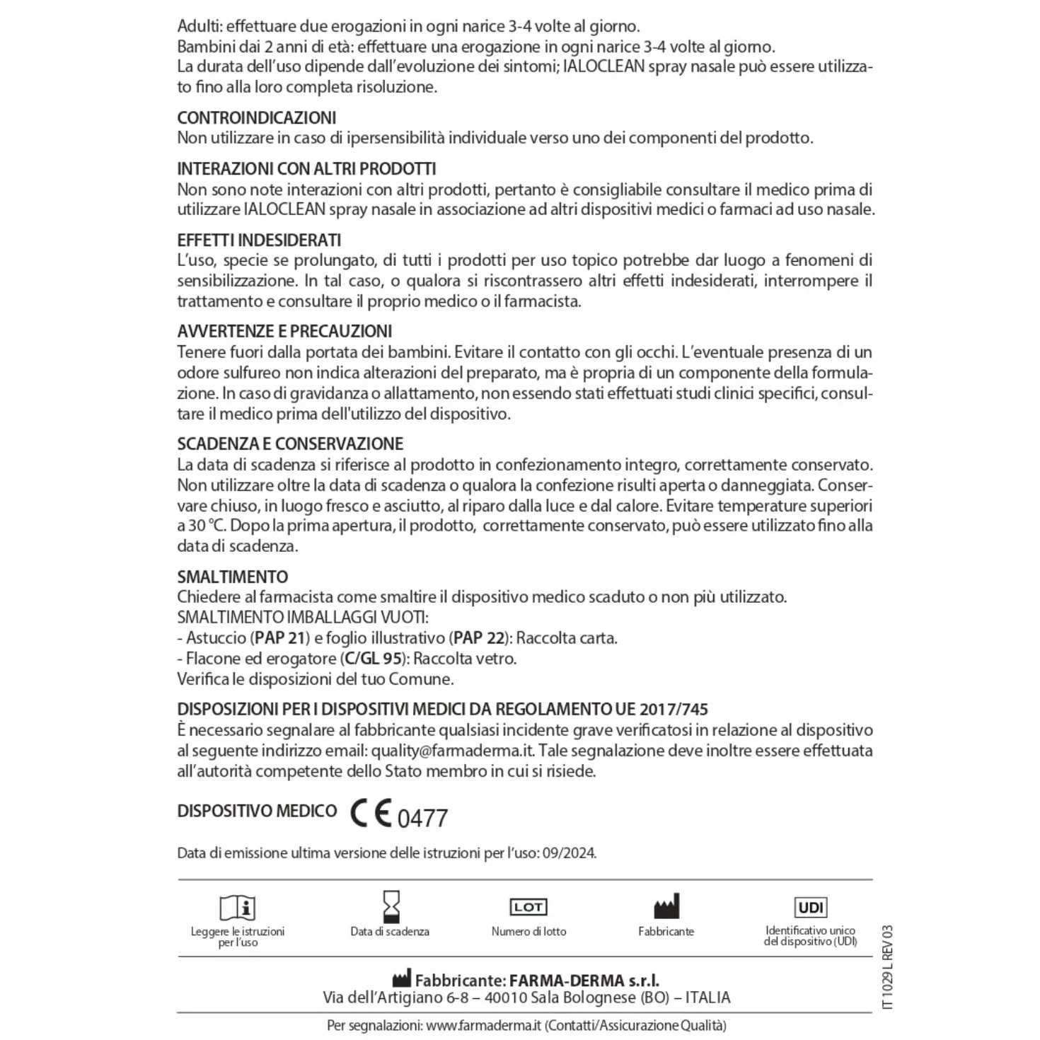 FARMA-DERMA Ialoclean Spray Nasale 30ml a Base di Acido Ialuronico | Idratante, Lubrificante, Emolliente e Protettivo | Coadiuvante degli Stati Irritativi e Infiammatori Mucosa Nasale