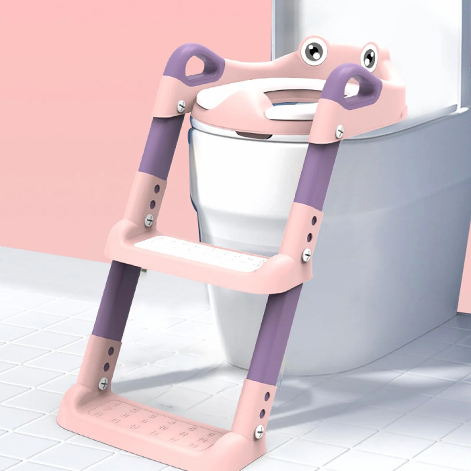 Seggiolino per WC con Scaletta Scaletta Sgabello Regolabile Con Seggiolino | Scaletta Vasino portatile per bambini addestramento al vasino robusto facile da pulire sgabello