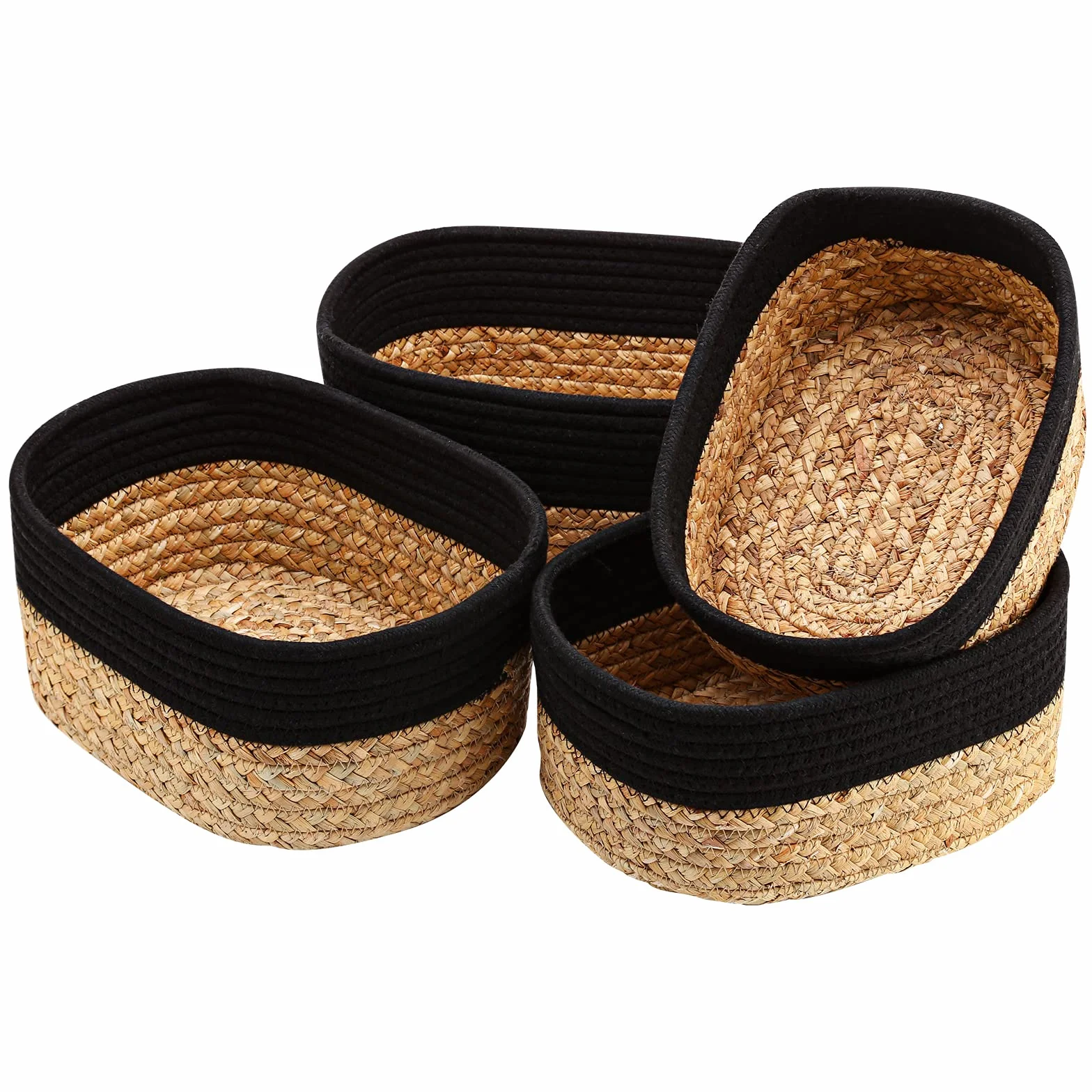 Lannvan Set di 4 Cestini Portaoggetti,Cestino Portaoggetti in Corda di Cotone e Giacinto d'acqua per Bambini Bambina,Impilabile Organizer Fasciatoio,Cesto Portaoggetti Ceste Portaoggetti per Bagno