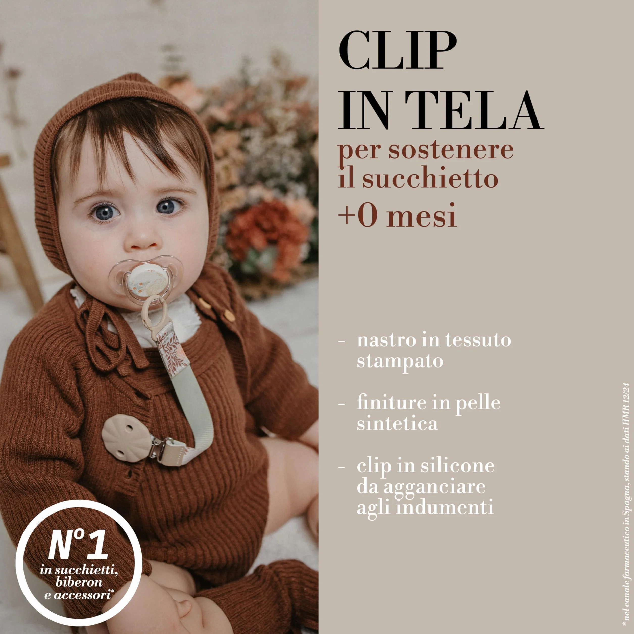Suavinex, Portaciuccio in tessuto per neonati, morbido e flessibile, nastro con decoro su due lati, clip per ciuccio con pinza. Per neonati +0 mesi, adatto per neonati, Poetry Rosa