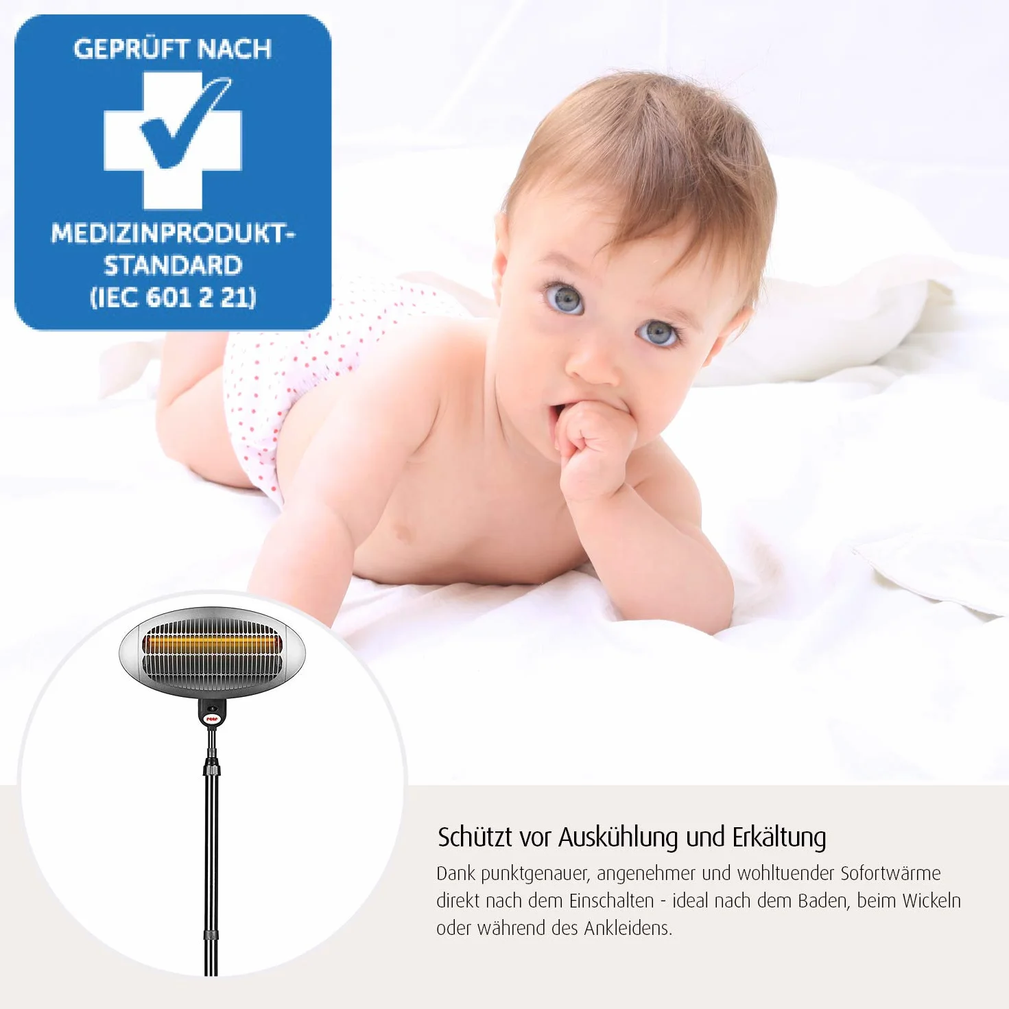 Reer GmbH 1909 Radiatore per Fasciatoio, con Asta di Supporto e Luce Soffusa