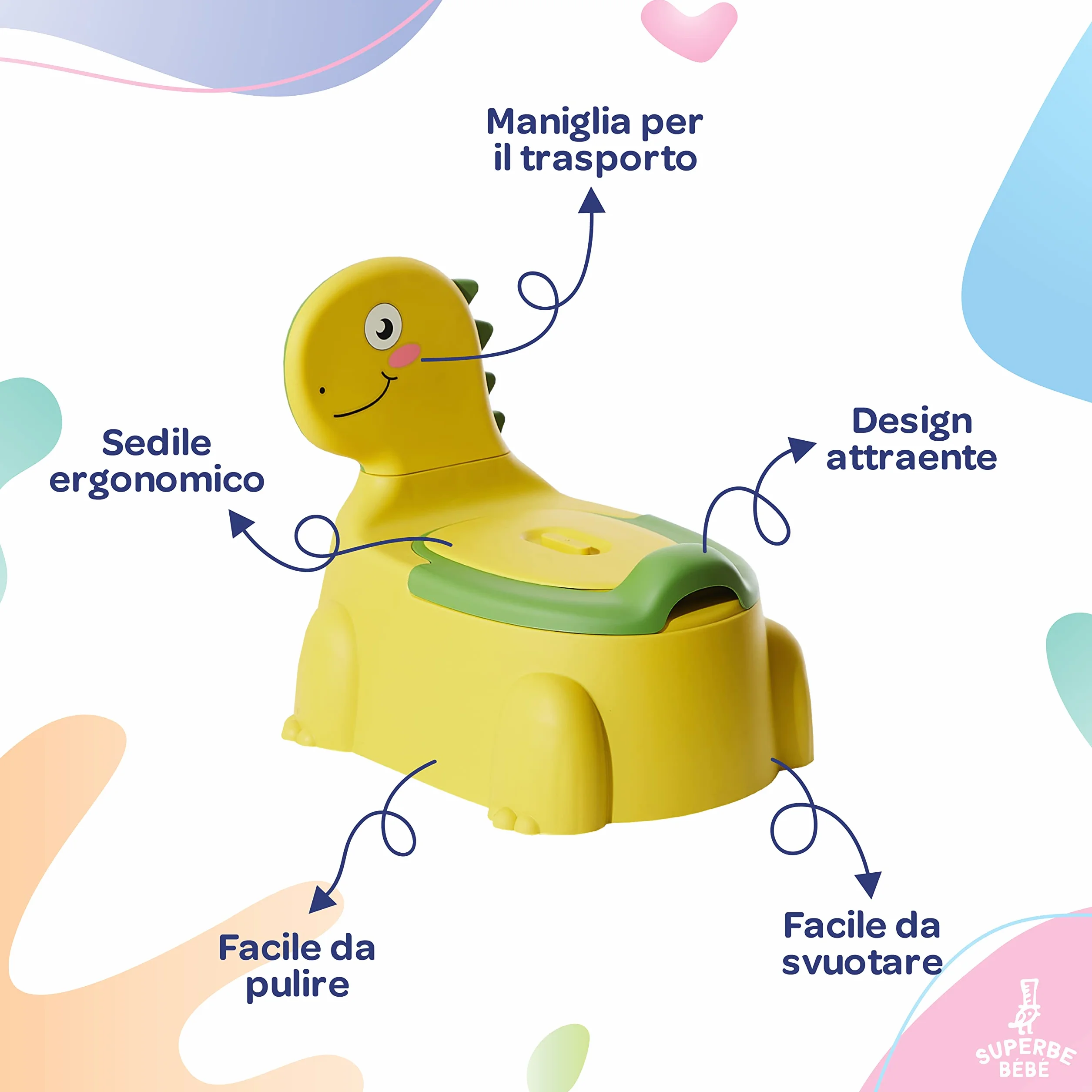 Vasino per Bambini WC - Vasetto Per Bambini WC - Per l'educazione alla toilette - Confortevole, antiscivolo, sistema anti-versamento e anti-odore - Facile da svuotare grazie alla vaschetta rimovibile
