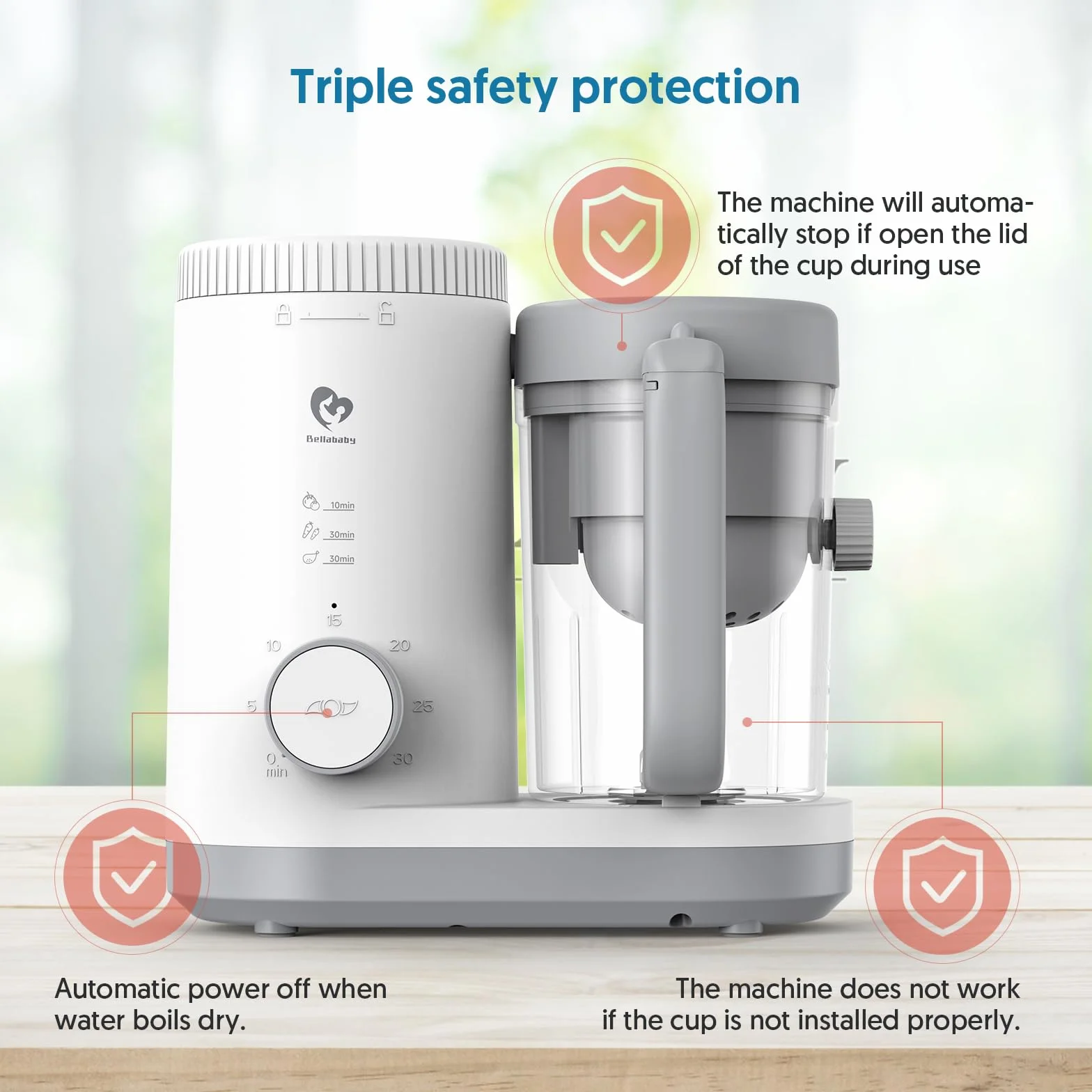 Cuocipappa Mixer Multifunzione Omogeneizzatore Cuoci Pappa per Neonati con Cestello per Vapore Reversibile,Funzionamento Semplice con un Solo Pulsante