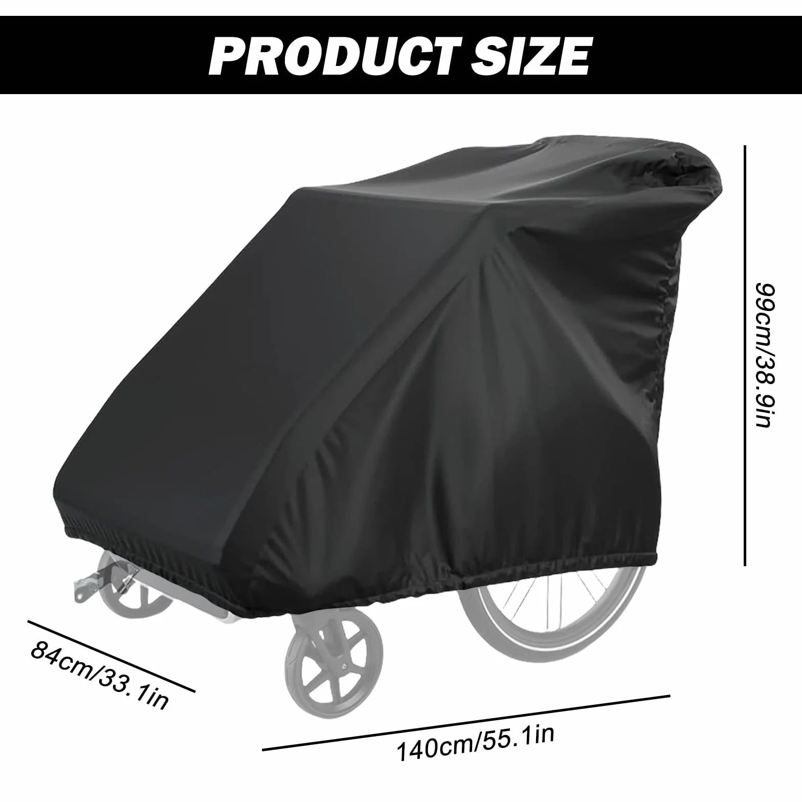 Sporgo Telo di copertura pieghevole per rimorchi di biciclette: impermeabile, protezione UV, copertura per rimorchio per bicicletta, 420D Oxford, accessorio per rimorchi per cani (140 cm x 99 cm x 84