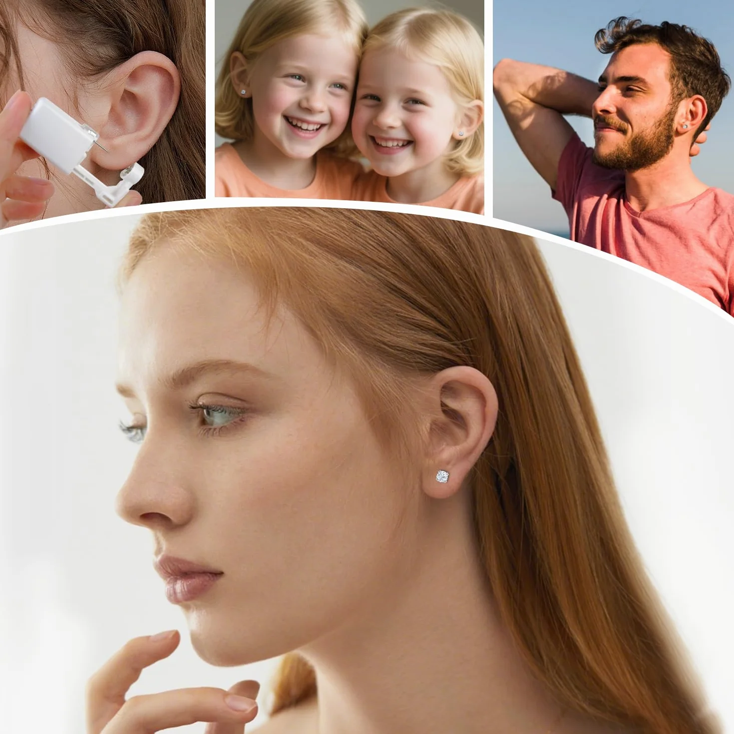 Voarge Set di 6 pistole per piercing all'orecchio, sterile, di sicurezza, con kit per piercing per asepsi