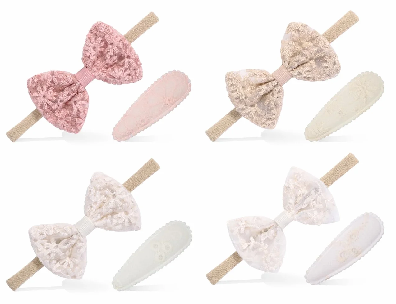 KAPSING Confezione da 8 fasce per capelli per bambina con fermagli per capelli copricapo, 4 fasce elastiche per capelli turbante con fiocchi, 4 fermagli per capelli per bambina