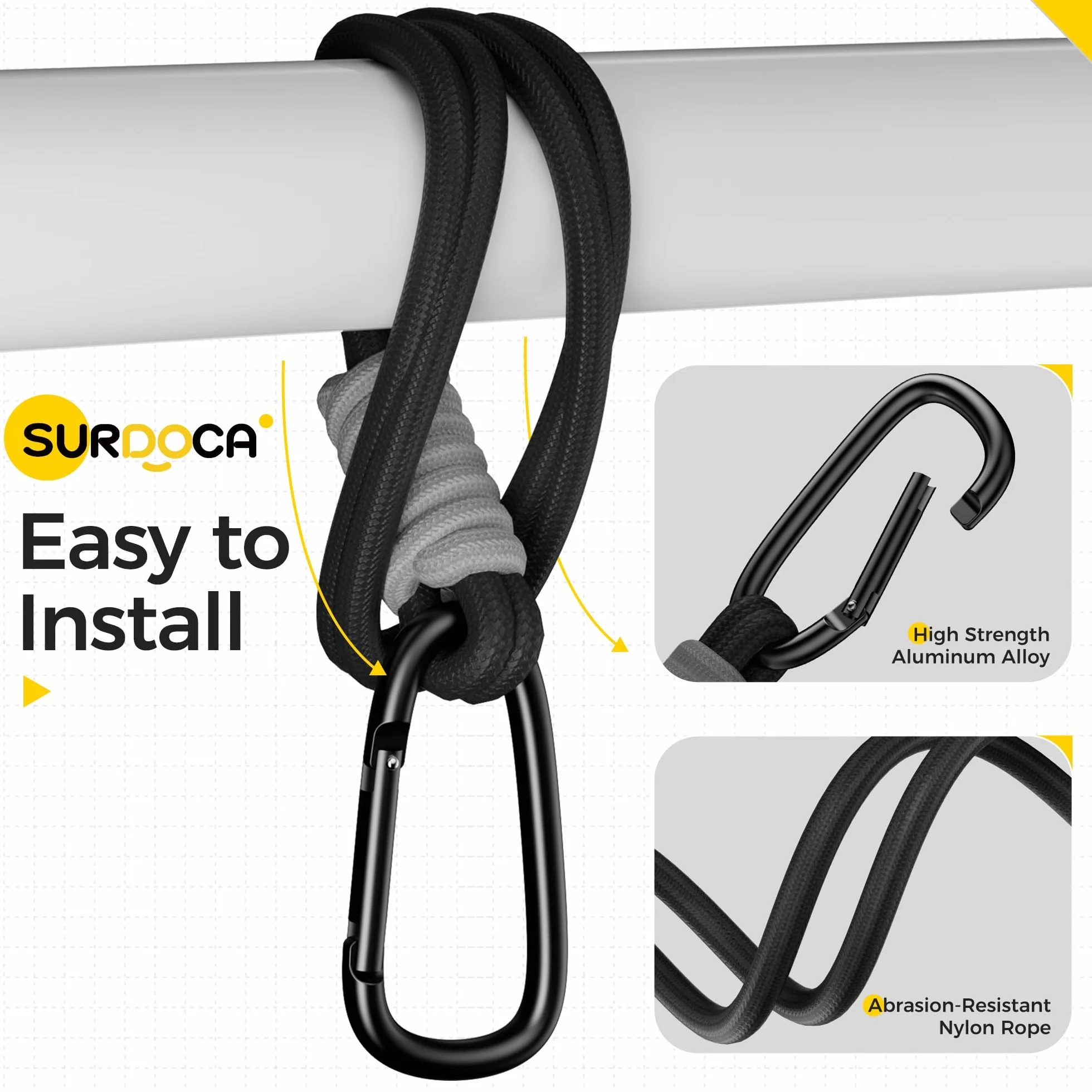 SURDOCA Ganci per Passeggino Porta Borse, Ganci Passeggino Universali, Gancio Passeggino per Borsa, Accessori per Passeggino Leggero Bianco 1pc
