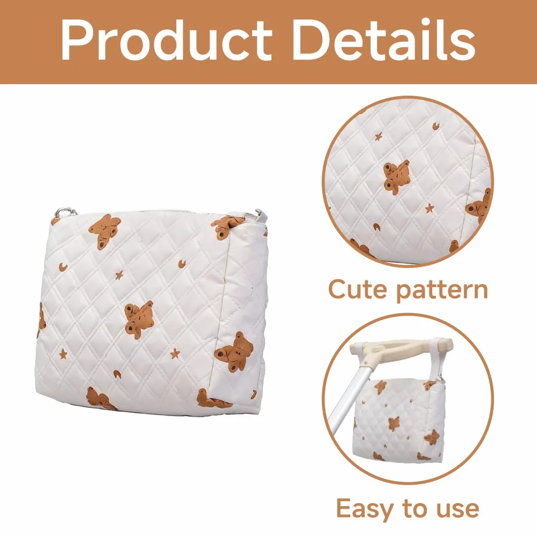 Borsa Mamma Elegante con Ricamo Carino, Borsa Universale per Passeggino, Leggera ma Spaziosa, Design Funzionale per Mamme Moderne, Perfetta per Fare Shopping, Gite e Mezzi Pubblici