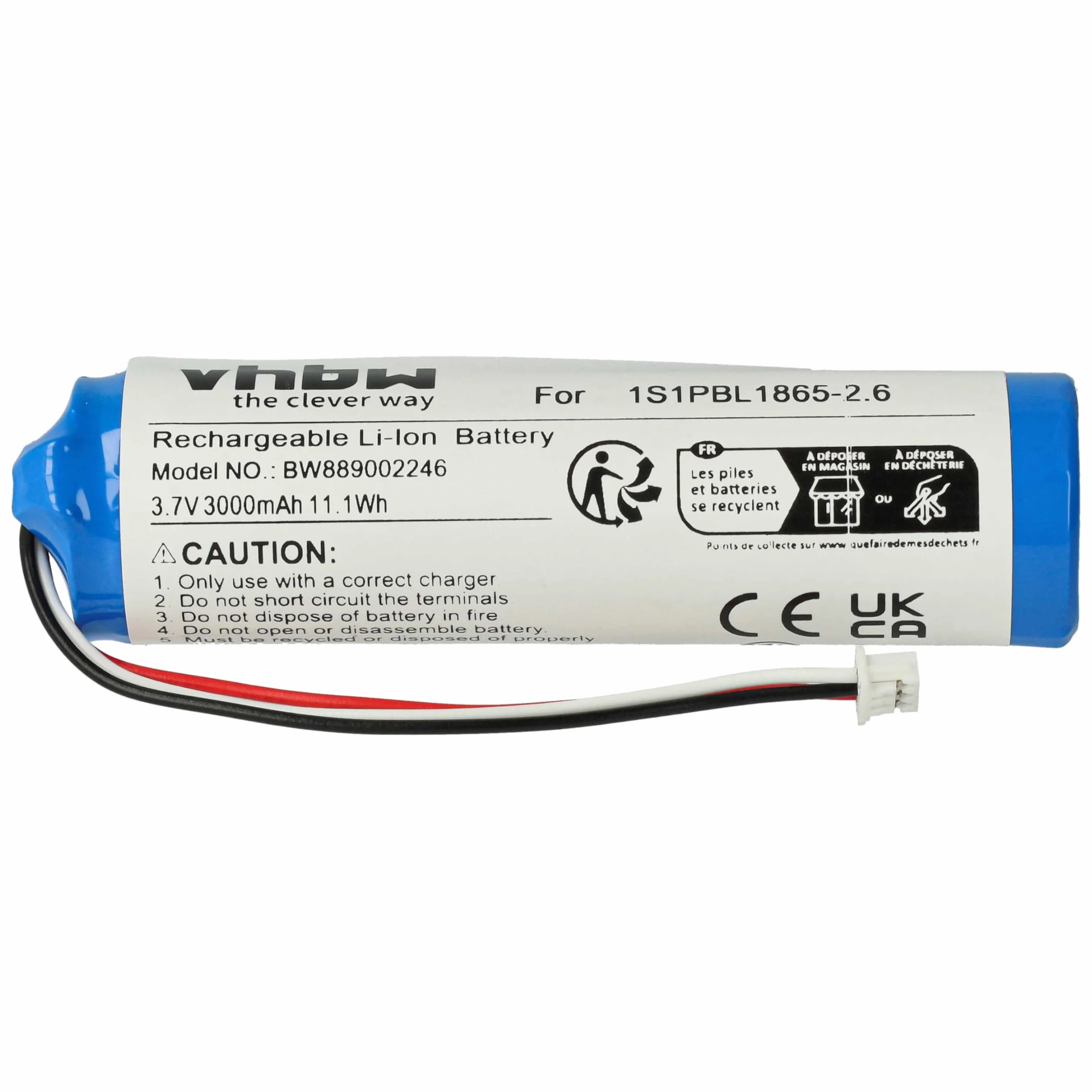 vhbw batteria sostituisce Philips 1S1PBL1865-2.6 per babyphone (3000mAh, 3,7V, Li-Ion)