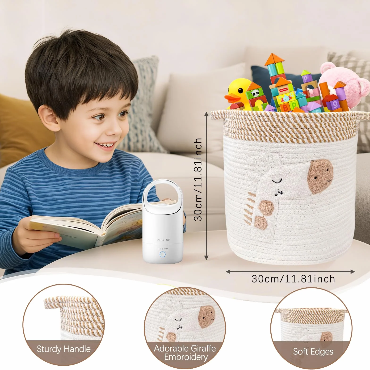 Ceste Portaoggetti per Bambini Cesta Portabiancheria in Corda Cesta Contenitore Giochi Cestas Porta Coperte da Salotto Cesto di Stoccaggio Cestini Portaoggetti Intrecciato per Giocattoli
