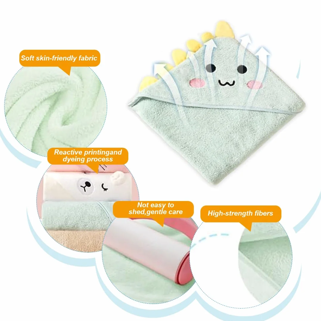 WeddHuis Accappatoio Neonato, Corallo Fleece, Asciugamano da Bagno con Cappuccio, Spugna Neonato Bagnetto