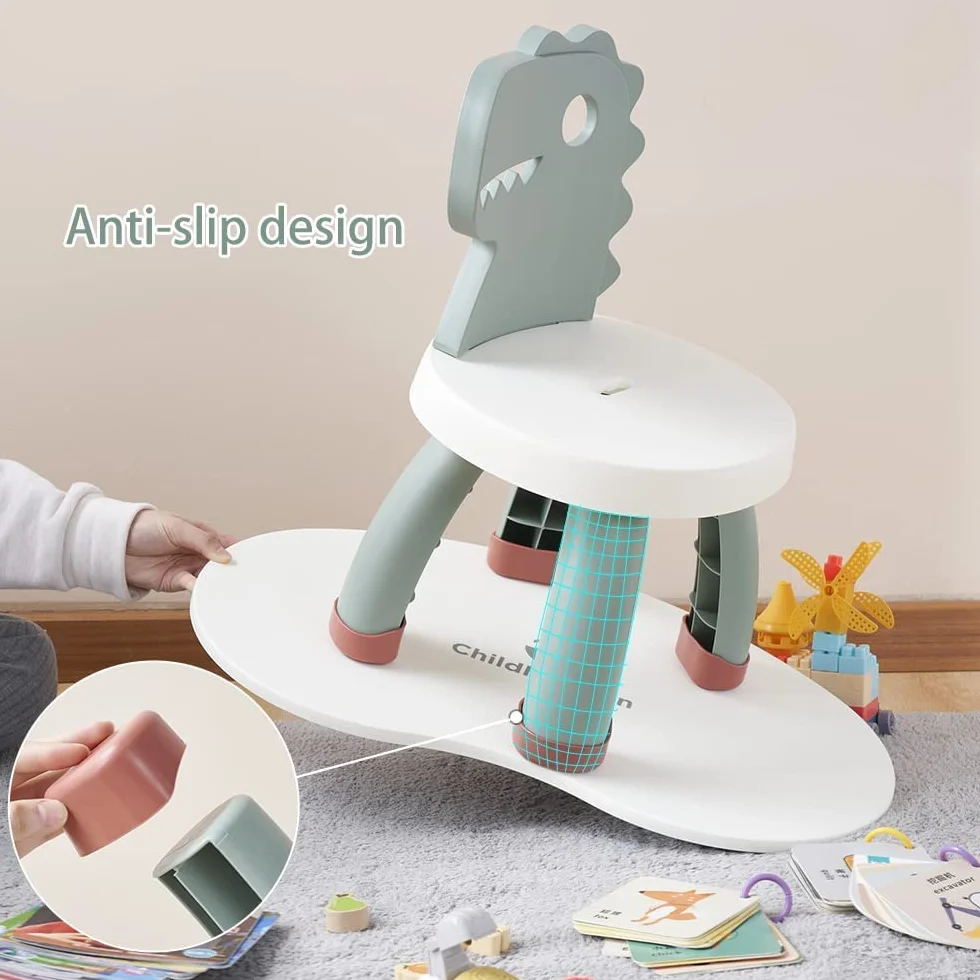 Balama Sedia per bambini, Seggiola Bambini, Seggiolina Bambini, in plastica, dinosauro, verde, altezza seduta 25,3 cm, per interni ed esterni, senza BPA, durevole e leggera