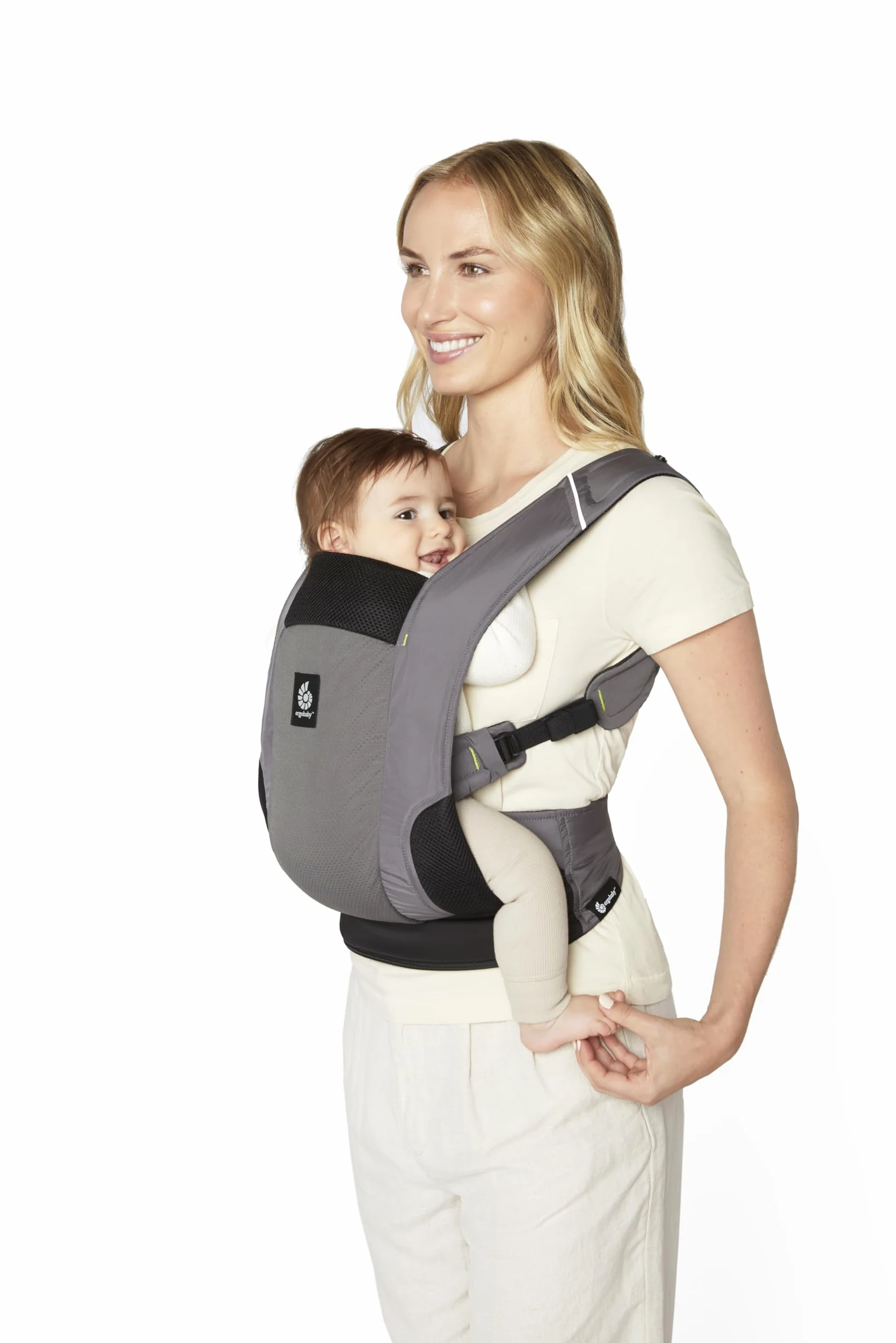 Ergobaby Marsupio da viaggio, per neonati e bambini (5,4-15,9 kg), 2 posizioni, marsupio posteriore, marsupio per neonati, grigio grafite