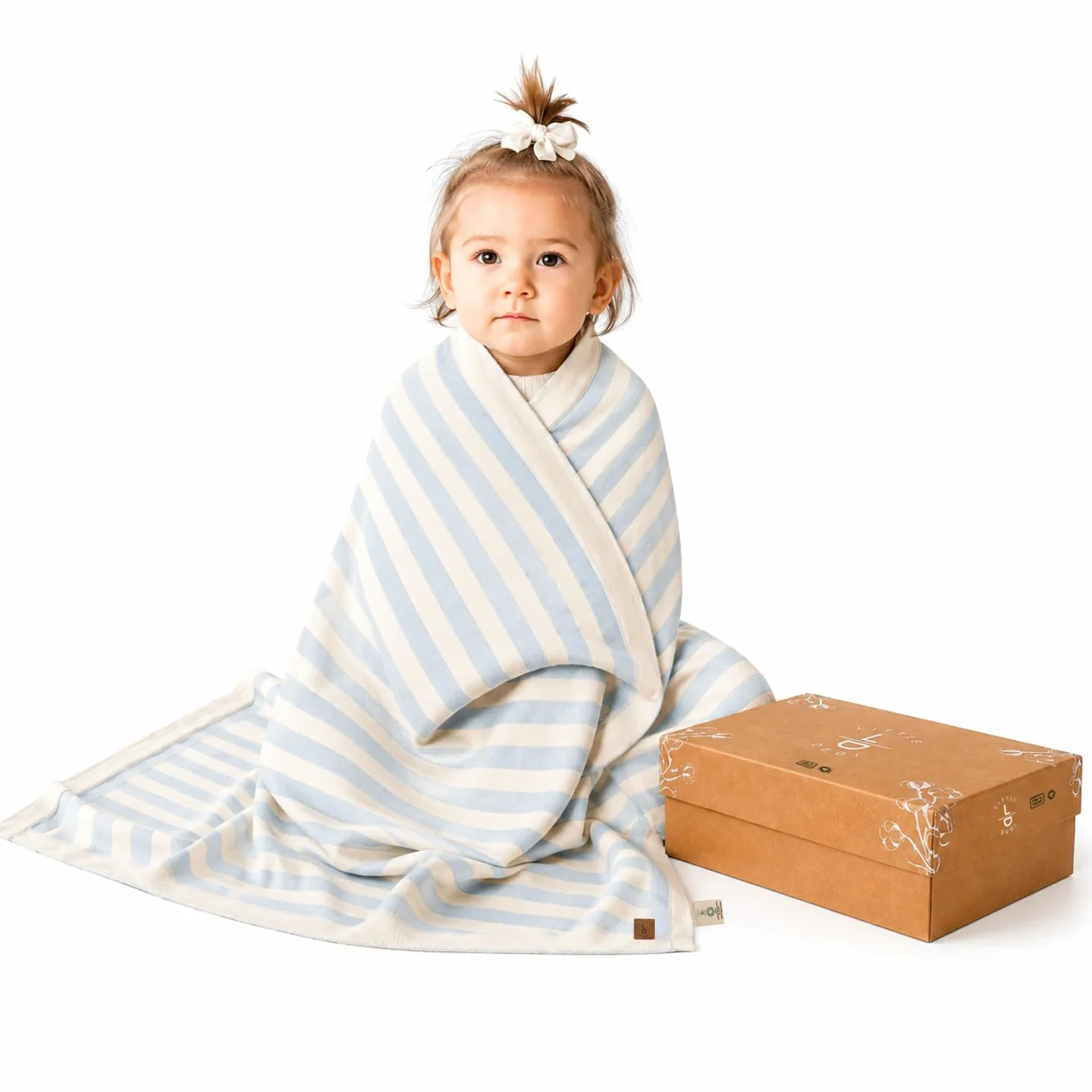 Amelia - Coperta per neonati, 80 x 100 cm, in 100% cotone biologico, certificata GOTS, extra morbida e traspirante, coperta per neonati, colore: blu/prosciutto, unisex, idea regalo