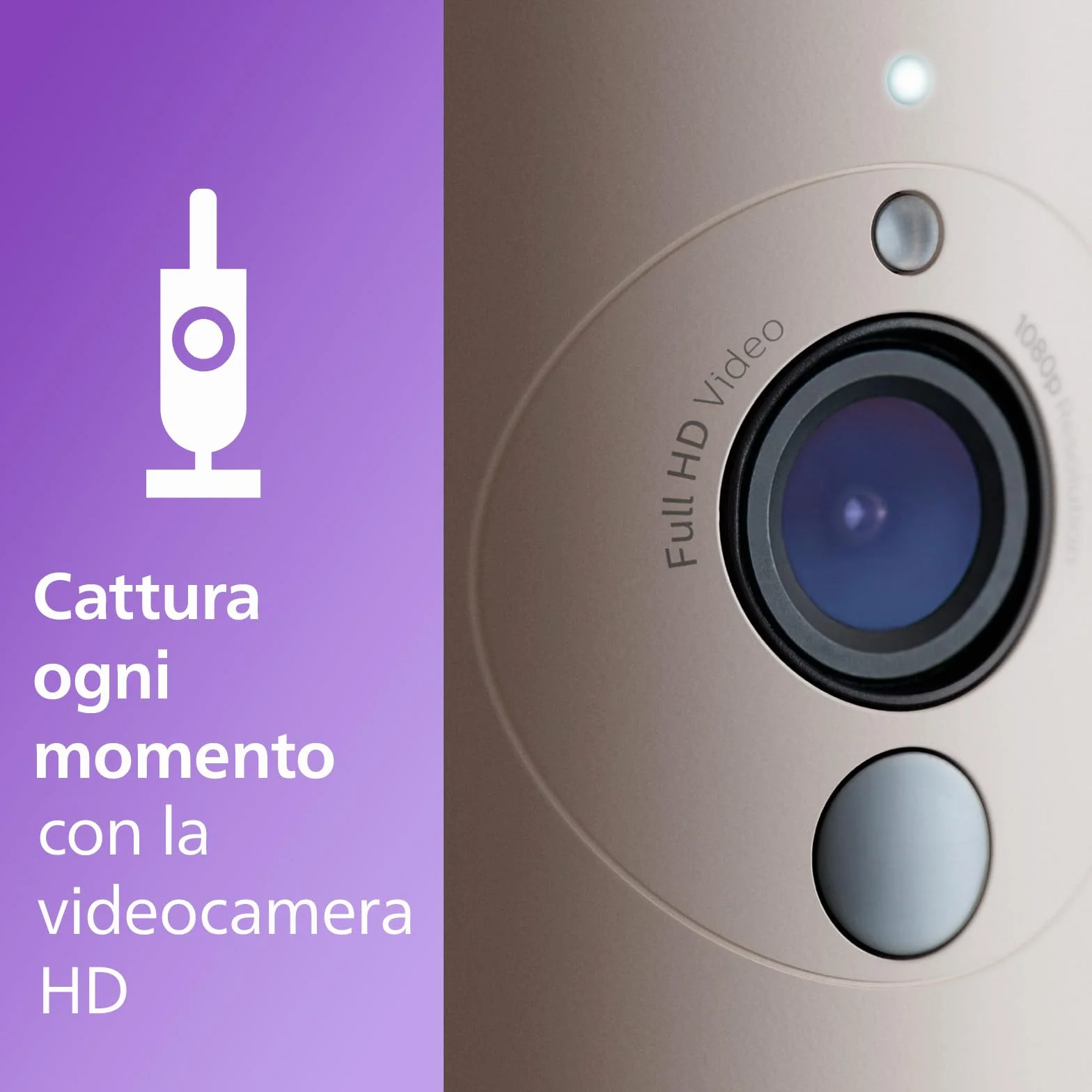Philips Avent Connected Baby Camera, crittografia sicura e riservata, con app, audio, zoom x2, visione notturna, VOX, funzione di comunicazione a due vie (modello SCD643/26)